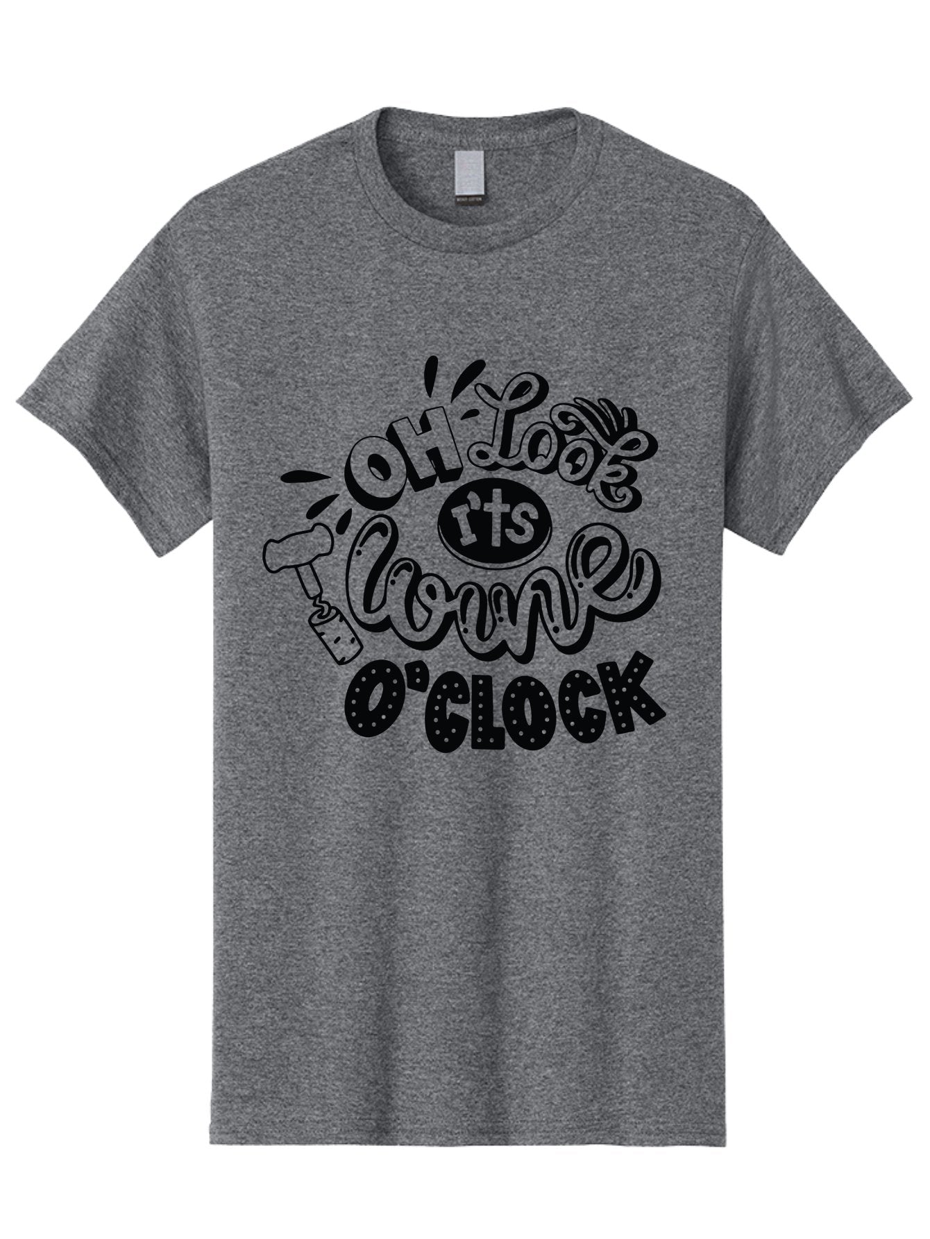 Oh-Look-R-Ts-Loone-O-Clock Men'S Graphic Tee, 100% Cotton, Comfortable Casual Summer Wear, Machine Washable, Humorous Typography, Quirky Clock, Playful Design, Whimsical Art, Connie, Cartoon Style, Black And Green, Funny Quotes Aad981 13