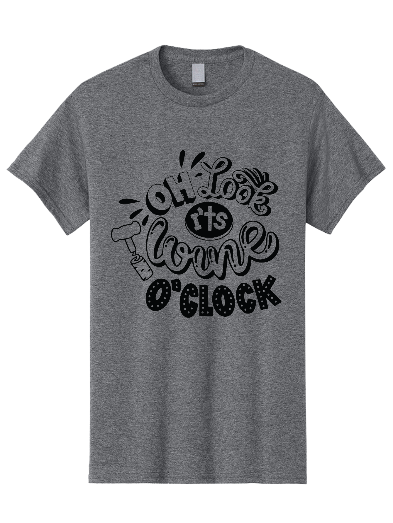 Oh-Look-R-Ts-Loone-O-Clock Men'S Graphic Tee, 100% Cotton, Comfortable Casual Summer Wear, Machine Washable, Humorous Typography, Quirky Clock, Playful Design, Whimsical Art, Connie, Cartoon Style, Black And Green, Funny Quotes Aad981 29