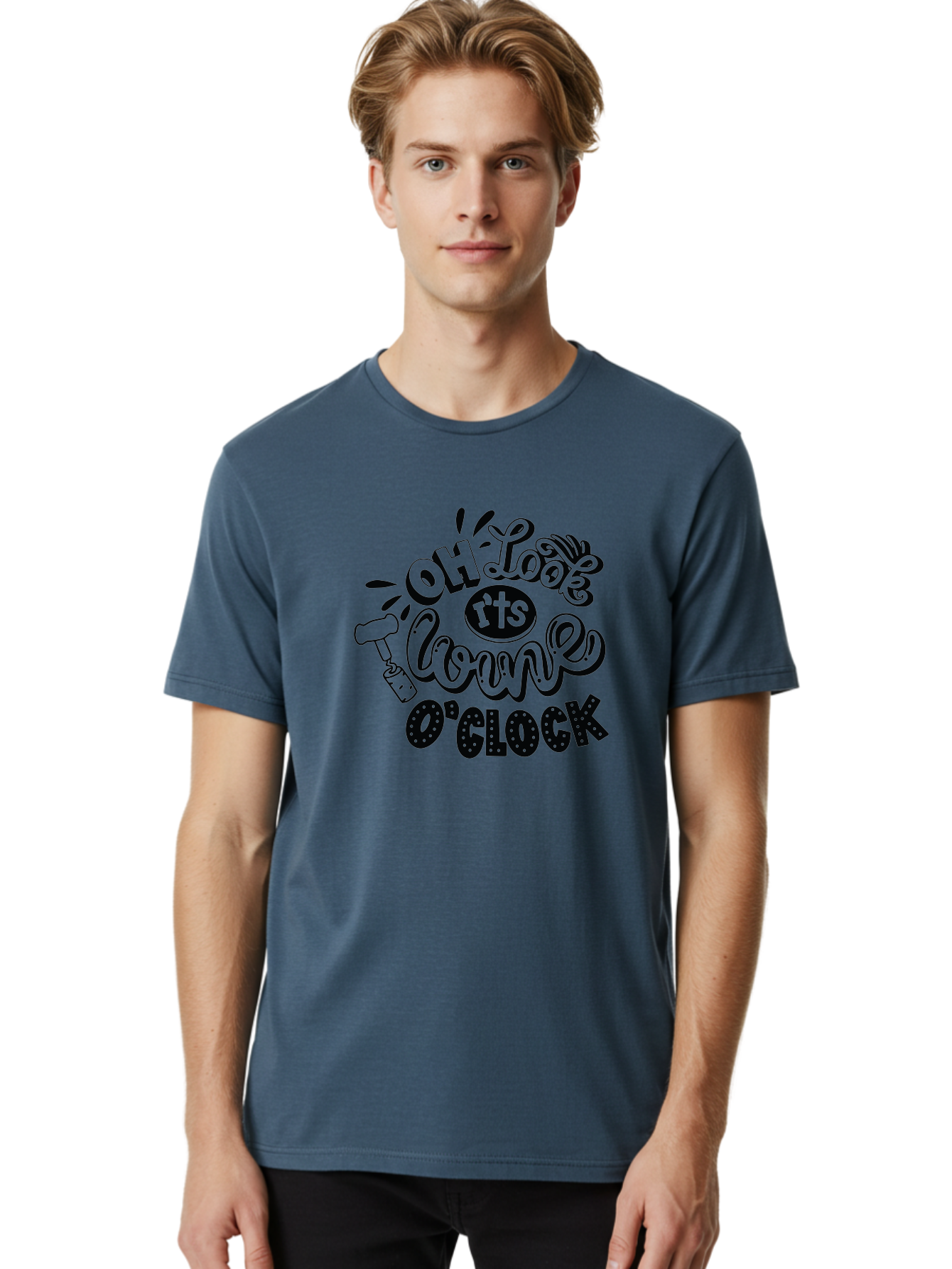 Oh-Look-R-Ts-Loone-O-Clock Men'S Graphic Tee, 100% Cotton, Comfortable Casual Summer Wear, Machine Washable, Humorous Typography, Quirky Clock, Playful Design, Whimsical Art, Connie, Cartoon Style, Black And Green, Funny Quotes Aad981 6