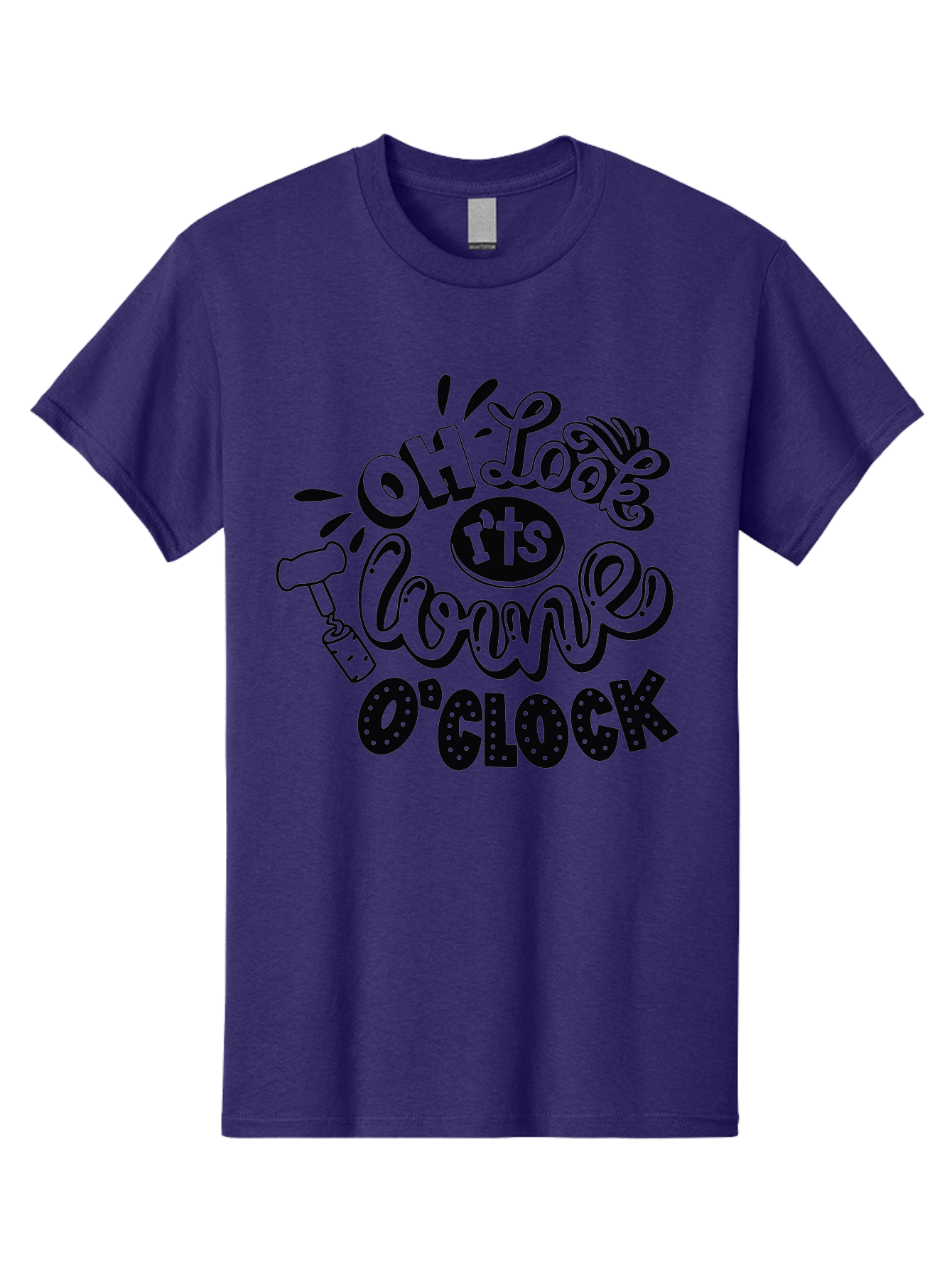 Oh-Look-R-Ts-Loone-O-Clock Men'S Graphic Tee, 100% Cotton, Comfortable Casual Summer Wear, Machine Washable, Humorous Typography, Quirky Clock, Playful Design, Whimsical Art, Connie, Cartoon Style, Black And Green, Funny Quotes Aad981 23