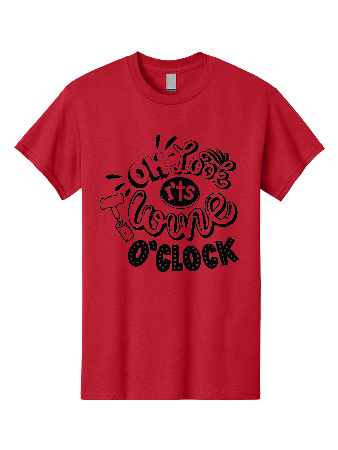 Oh-Look-R-Ts-Loone-O-Clock Men'S Graphic Tee, 100% Cotton, Comfortable Casual Summer Wear, Machine Washable, Humorous Typography, Quirky Clock, Playful Design, Whimsical Art, Connie, Cartoon Style, Black And Green, Funny Quotes Aad981 3