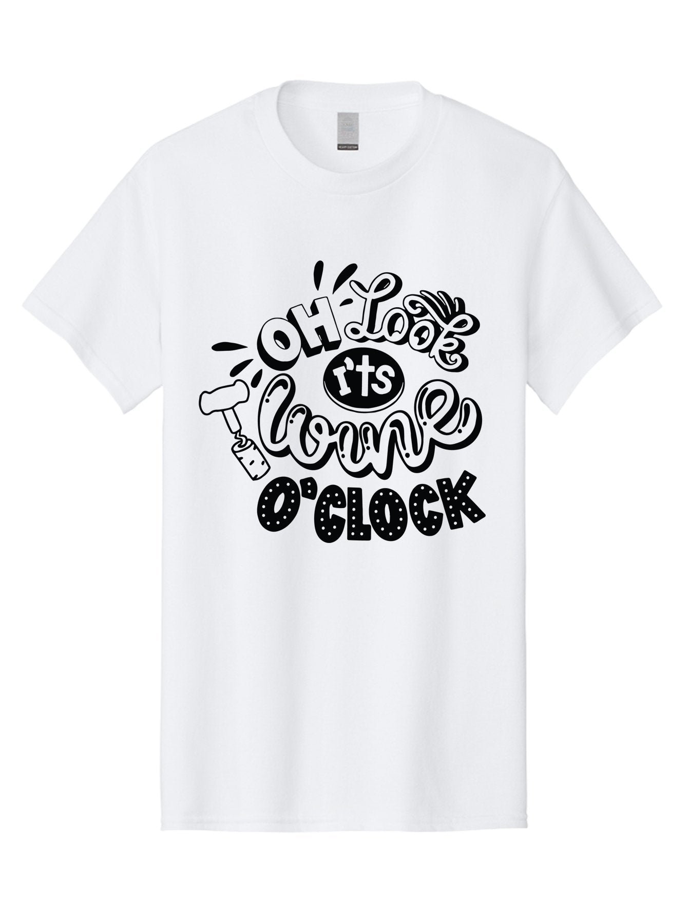 Oh-Look-R-Ts-Loone-O-Clock Men'S Graphic Tee, 100% Cotton, Comfortable Casual Summer Wear, Machine Washable, Humorous Typography, Quirky Clock, Playful Design, Whimsical Art, Connie, Cartoon Style, Black And Green, Funny Quotes Aad981 5