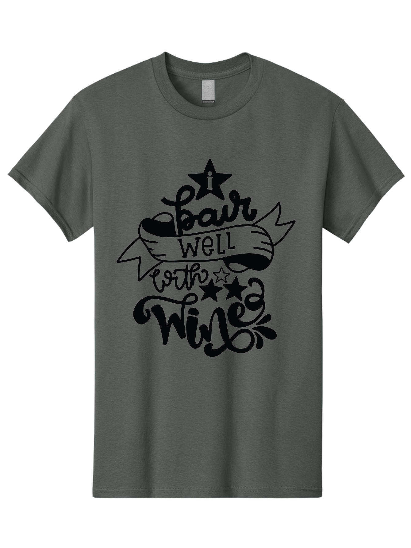 Pair-Well-With-Wined Men'S Graphic Tee, 100% Cotton, Comfortable Casual Summer Wear, Machine Washable, Wine Lovers, Humor, Witty, Cursive Text, Stars, Celebratory, Wine And Dine, Playful, Wine Quotes, Funny Sayings Aad982 13