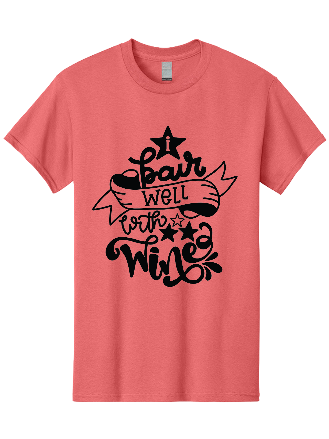 Pair-Well-With-Wined Men'S Graphic Tee, 100% Cotton, Comfortable Casual Summer Wear, Machine Washable, Wine Lovers, Humor, Witty, Cursive Text, Stars, Celebratory, Wine And Dine, Playful, Wine Quotes, Funny Sayings Aad982 5