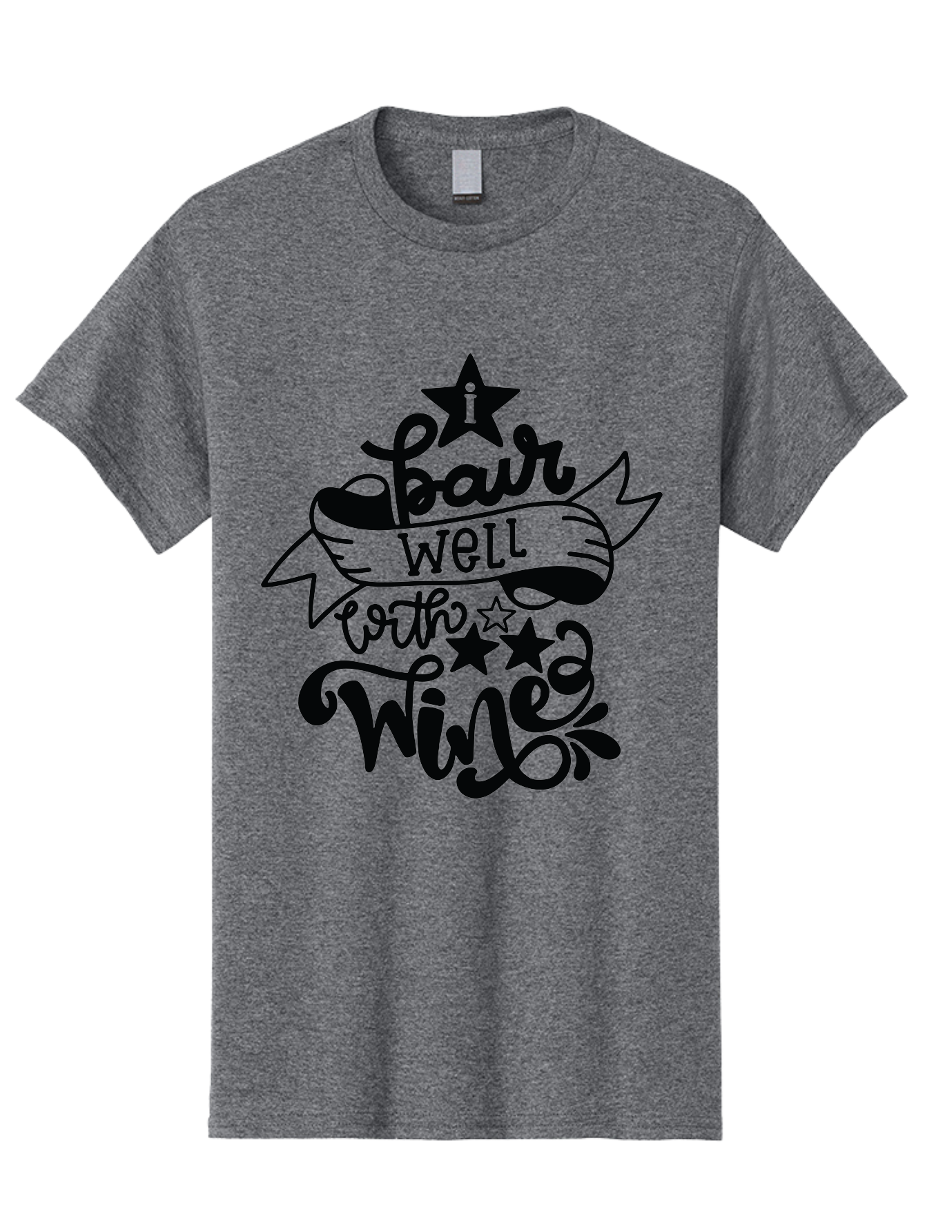 Pair-Well-With-Wined Men'S Graphic Tee, 100% Cotton, Comfortable Casual Summer Wear, Machine Washable, Wine Lovers, Humor, Witty, Cursive Text, Stars, Celebratory, Wine And Dine, Playful, Wine Quotes, Funny Sayings Aad982 17