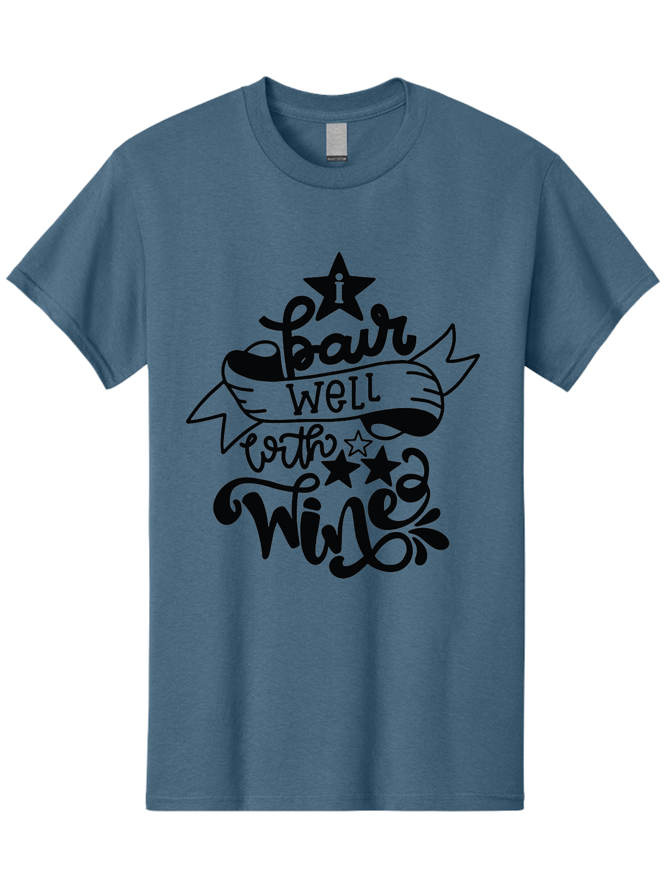 Pair-Well-With-Wined Men'S Graphic Tee, 100% Cotton, Comfortable Casual Summer Wear, Machine Washable, Wine Lovers, Humor, Witty, Cursive Text, Stars, Celebratory, Wine And Dine, Playful, Wine Quotes, Funny Sayings Aad982 23