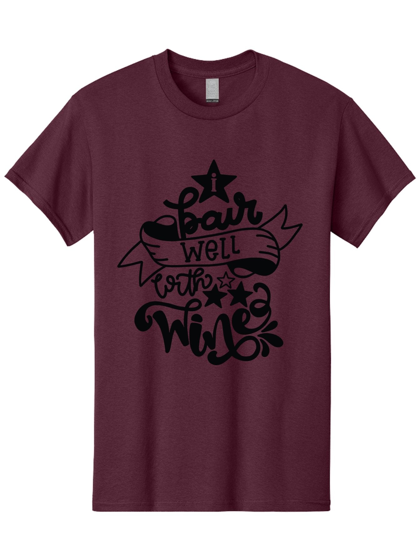 Pair-Well-With-Wined Men'S Graphic Tee, 100% Cotton, Comfortable Casual Summer Wear, Machine Washable, Wine Lovers, Humor, Witty, Cursive Text, Stars, Celebratory, Wine And Dine, Playful, Wine Quotes, Funny Sayings Aad982 8