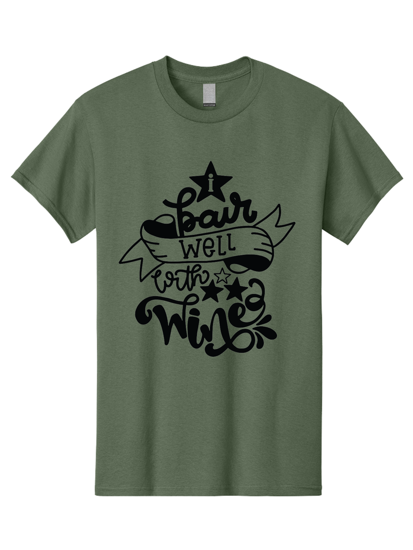 Pair-Well-With-Wined Men'S Graphic Tee, 100% Cotton, Comfortable Casual Summer Wear, Machine Washable, Wine Lovers, Humor, Witty, Cursive Text, Stars, Celebratory, Wine And Dine, Playful, Wine Quotes, Funny Sayings Aad982 27