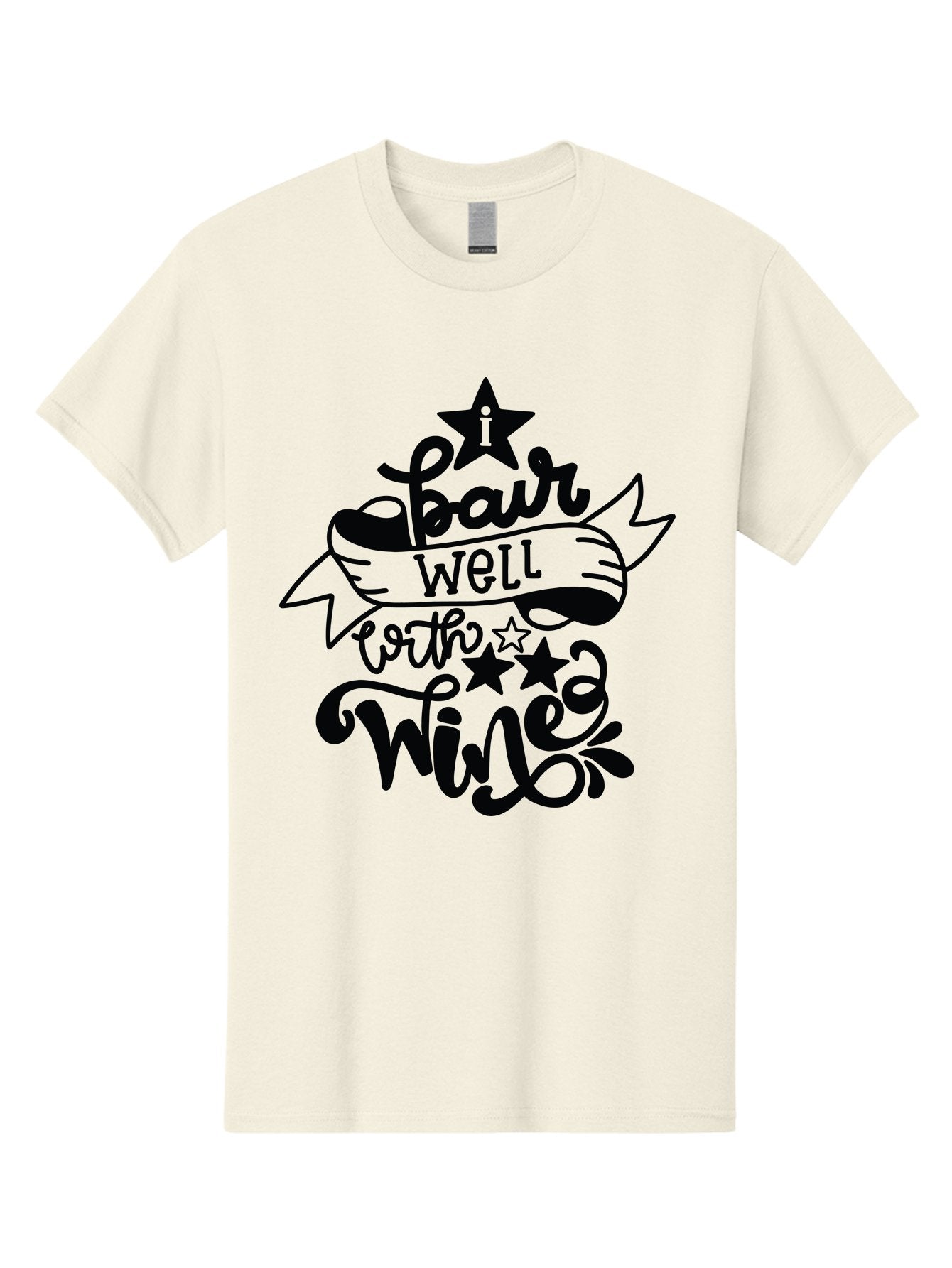 Pair-Well-With-Wined Men'S Graphic Tee, 100% Cotton, Comfortable Casual Summer Wear, Machine Washable, Wine Lovers, Humor, Witty, Cursive Text, Stars, Celebratory, Wine And Dine, Playful, Wine Quotes, Funny Sayings Aad982