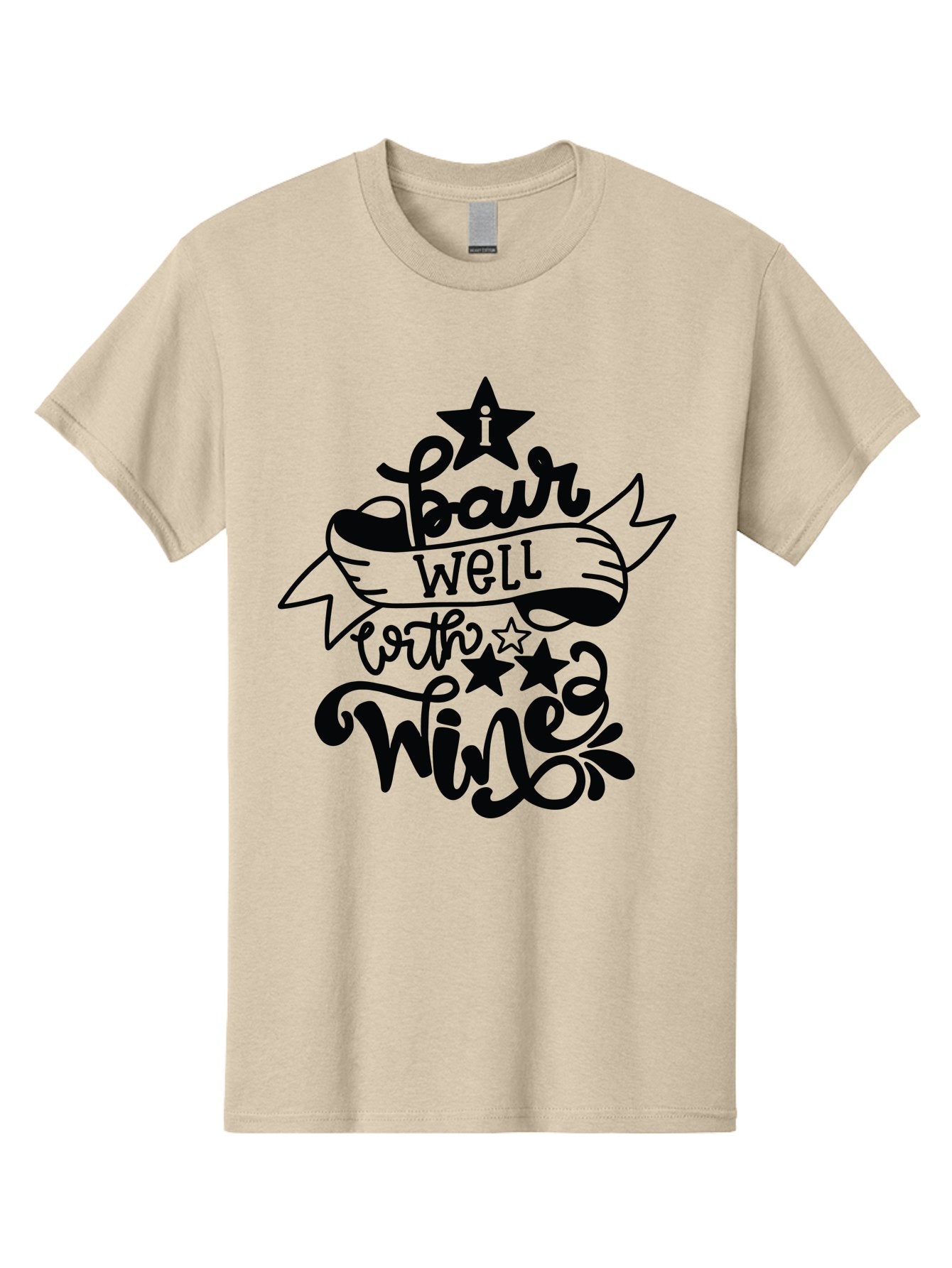 Pair-Well-With-Wined Men'S Graphic Tee, 100% Cotton, Comfortable Casual Summer Wear, Machine Washable, Wine Lovers, Humor, Witty, Cursive Text, Stars, Celebratory, Wine And Dine, Playful, Wine Quotes, Funny Sayings Aad982 15