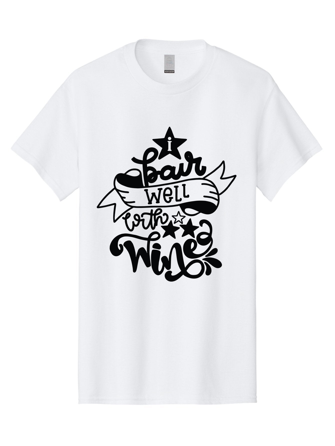 Pair-Well-With-Wined Men'S Graphic Tee, 100% Cotton, Comfortable Casual Summer Wear, Machine Washable, Wine Lovers, Humor, Witty, Cursive Text, Stars, Celebratory, Wine And Dine, Playful, Wine Quotes, Funny Sayings Aad982 11