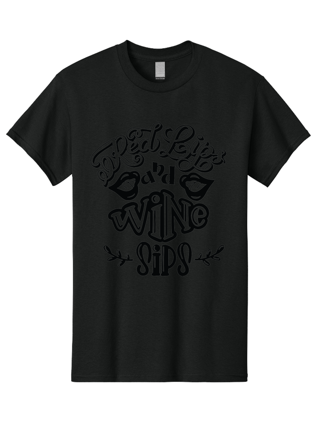 Red-Lips-Bad-Wine-Sips Men'S Graphic Tee, 100% Cotton, Comfortable Casual Summer Wear, Machine Washable, Red Lips, Wine Sips, Red Wine, Lipstick, Wine Lover, Drinking Quotes, Funny Sayings, Quote Art, Sassy Phrases, Wine Culture Aad983