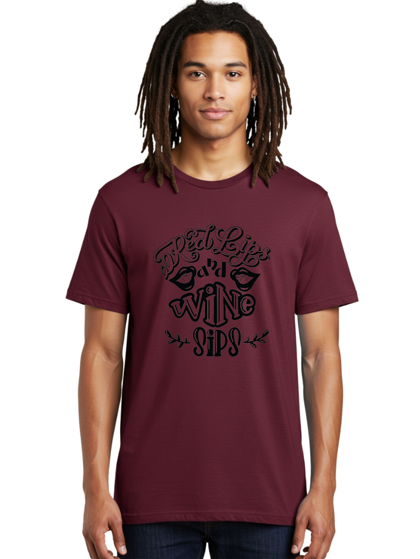 Red-Lips-Bad-Wine-Sips Men'S Graphic Tee, 100% Cotton, Comfortable Casual Summer Wear, Machine Washable, Red Lips, Wine Sips, Red Wine, Lipstick, Wine Lover, Drinking Quotes, Funny Sayings, Quote Art, Sassy Phrases, Wine Culture Aad983 30