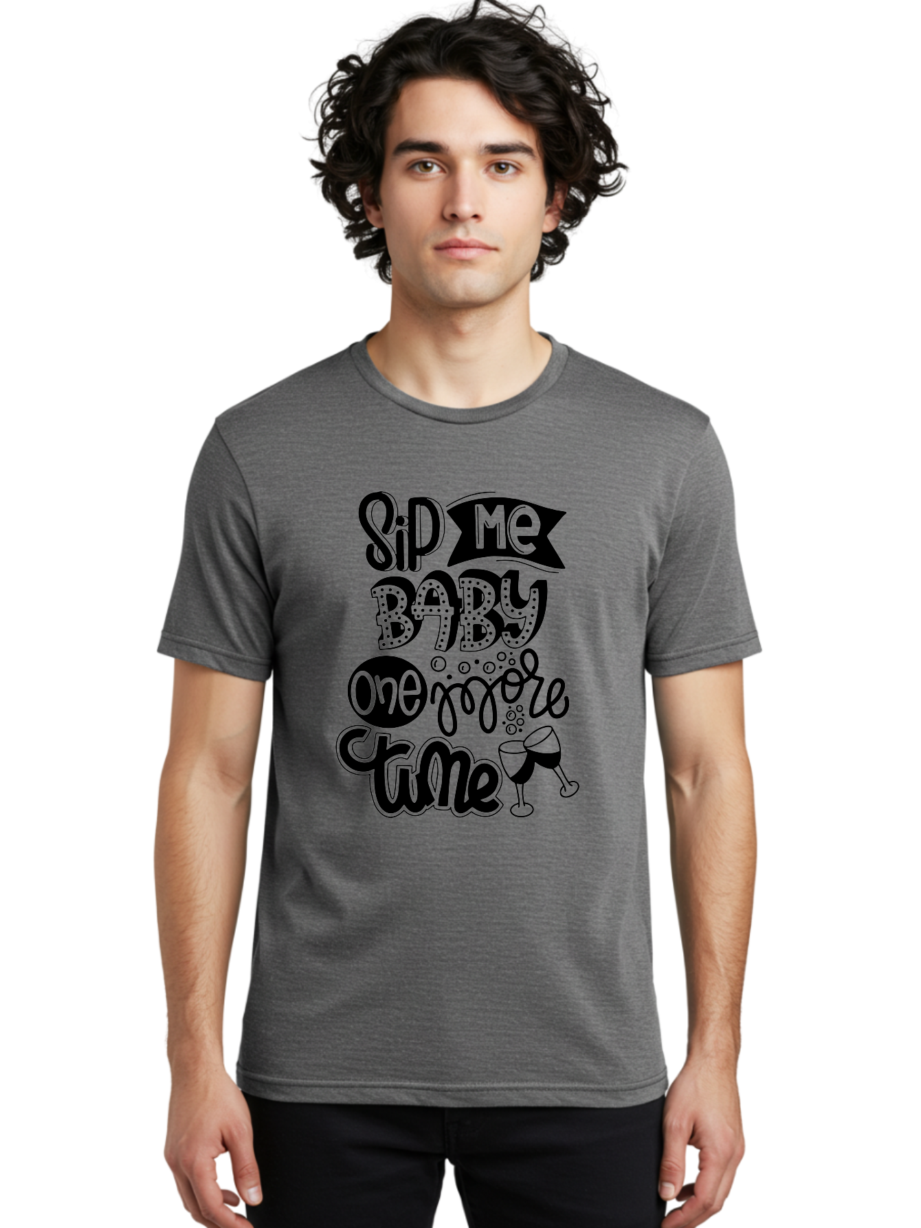 Sip-Me-Baby-One-More-Time Men'S Graphic Tee, 100% Cotton, Comfortable Casual Summer Wear, Machine Washable, Funny Quote, Sassy Phrase, Wine Glass, Champagne Toast, Party Time, Celebration, Sip Me Baby One More Time, Humor, Celebration Quote Aad984