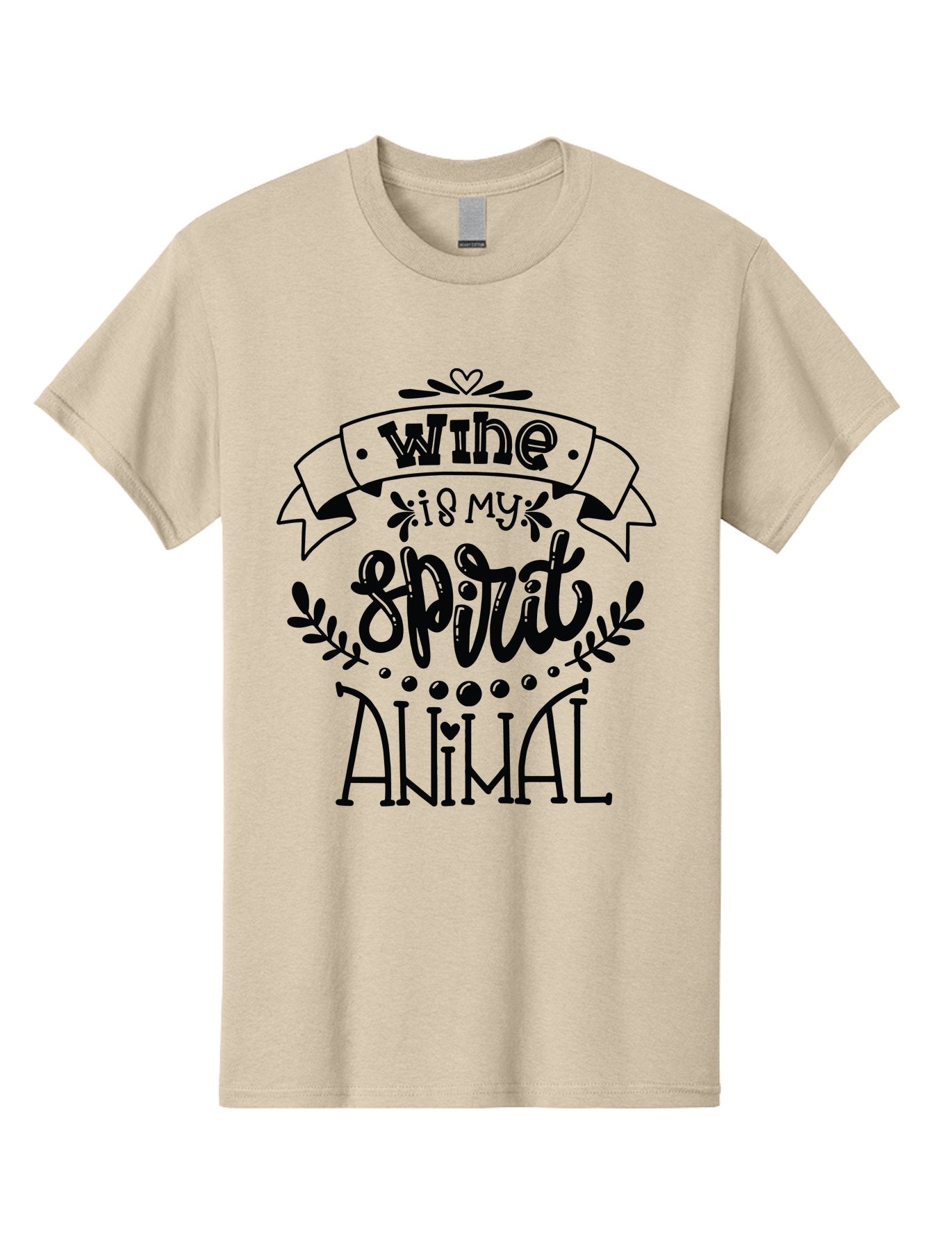 Wine-Is-My-Spirit-Animal Men'S Graphic Tee, 100% Cotton, Comfortable Casual Summer Wear, Machine Washable, Wine Quotes, Funny Sayings, Inspirational Phrases, Typographic Design, Decorative Fonts, Creative Typography, Wine Lovers Aad987