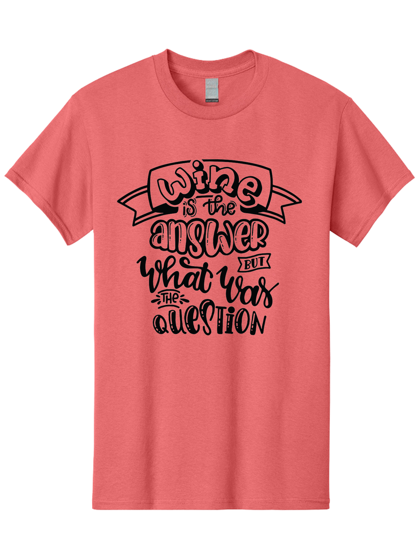 Wine-Is-The-Answer Men'S Graphic Tee, 100% Cotton, Comfortable Casual Summer Wear, Machine Washable, Wine Quotes, Funny Sayings, Hand Lettering, Typography, Humor, Wine Lovers, Witty Phrases, Comedic Relief, Drinking Quotes Aad988