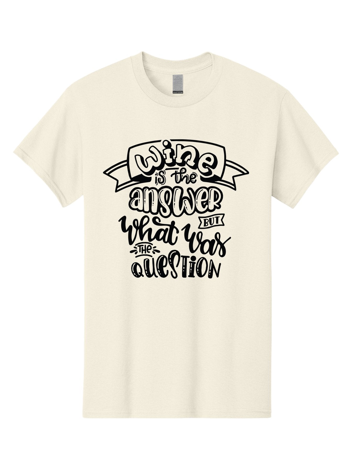 Wine-Is-The-Answer Men'S Graphic Tee, 100% Cotton, Comfortable Casual Summer Wear, Machine Washable, Wine Quotes, Funny Sayings, Hand Lettering, Typography, Humor, Wine Lovers, Witty Phrases, Comedic Relief, Drinking Quotes Aad988 12