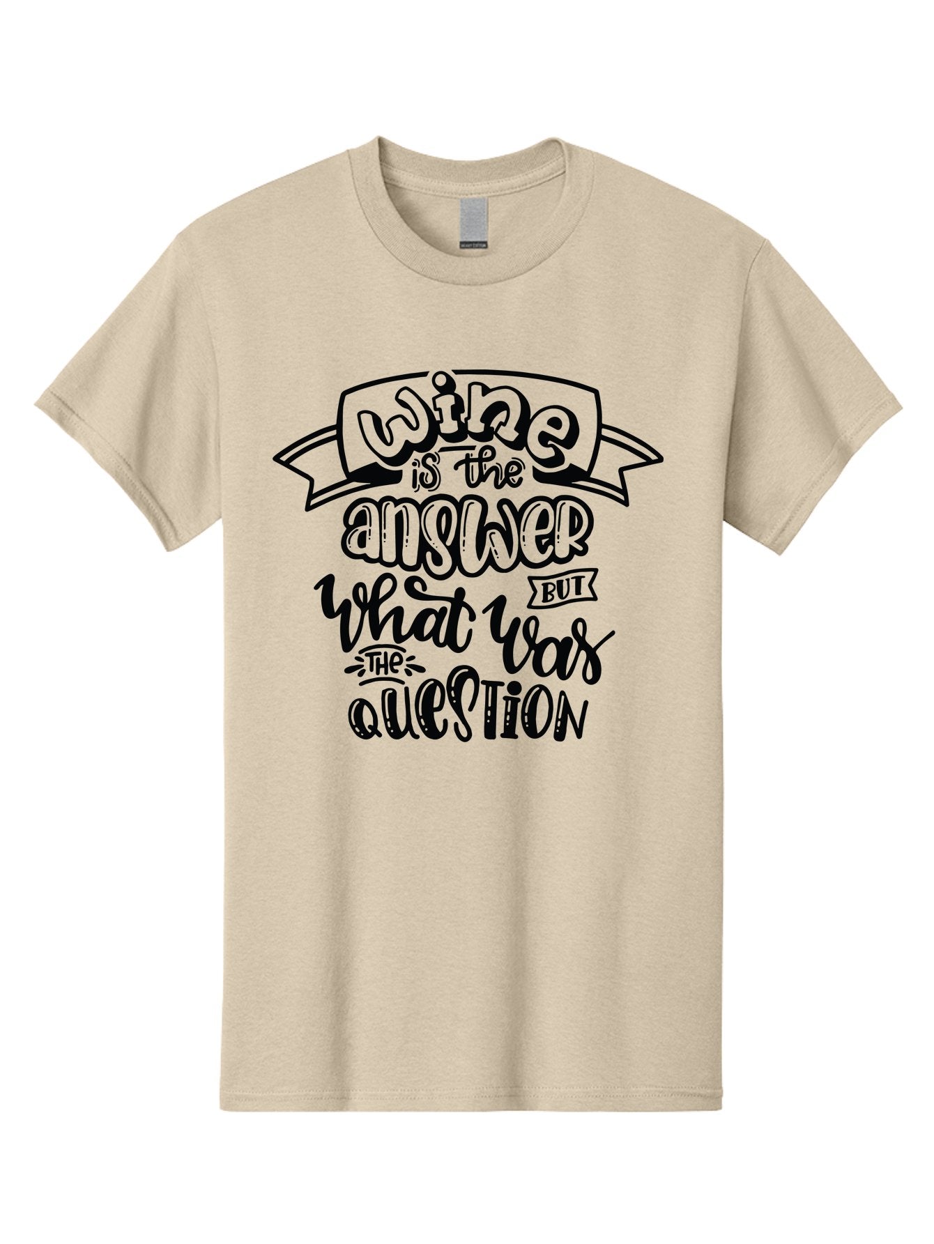 Wine-Is-The-Answer Men'S Graphic Tee, 100% Cotton, Comfortable Casual Summer Wear, Machine Washable, Wine Quotes, Funny Sayings, Hand Lettering, Typography, Humor, Wine Lovers, Witty Phrases, Comedic Relief, Drinking Quotes Aad988 9