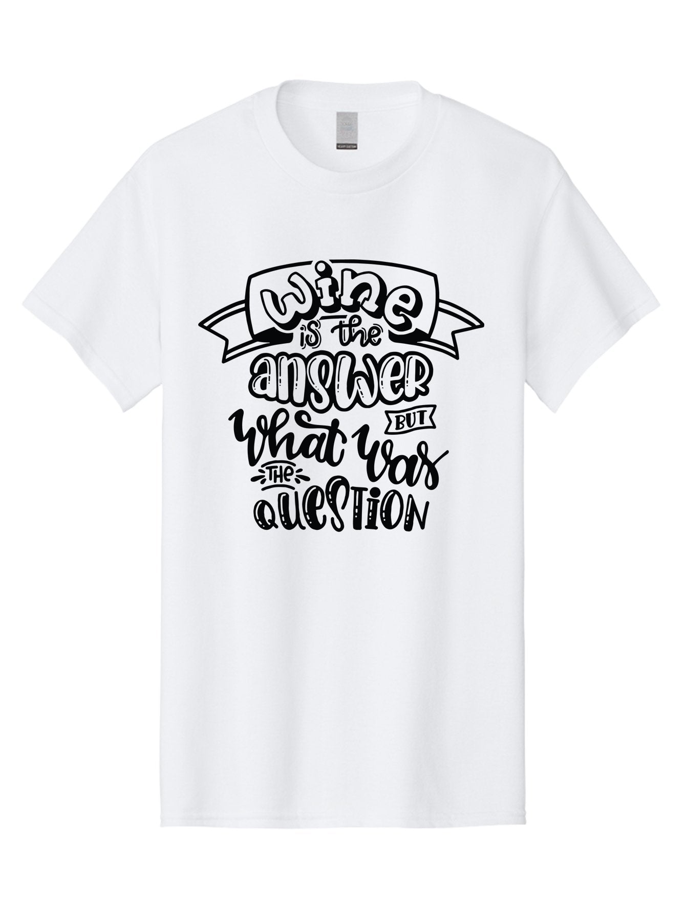 Wine-Is-The-Answer Men'S Graphic Tee, 100% Cotton, Comfortable Casual Summer Wear, Machine Washable, Wine Quotes, Funny Sayings, Hand Lettering, Typography, Humor, Wine Lovers, Witty Phrases, Comedic Relief, Drinking Quotes Aad988 10