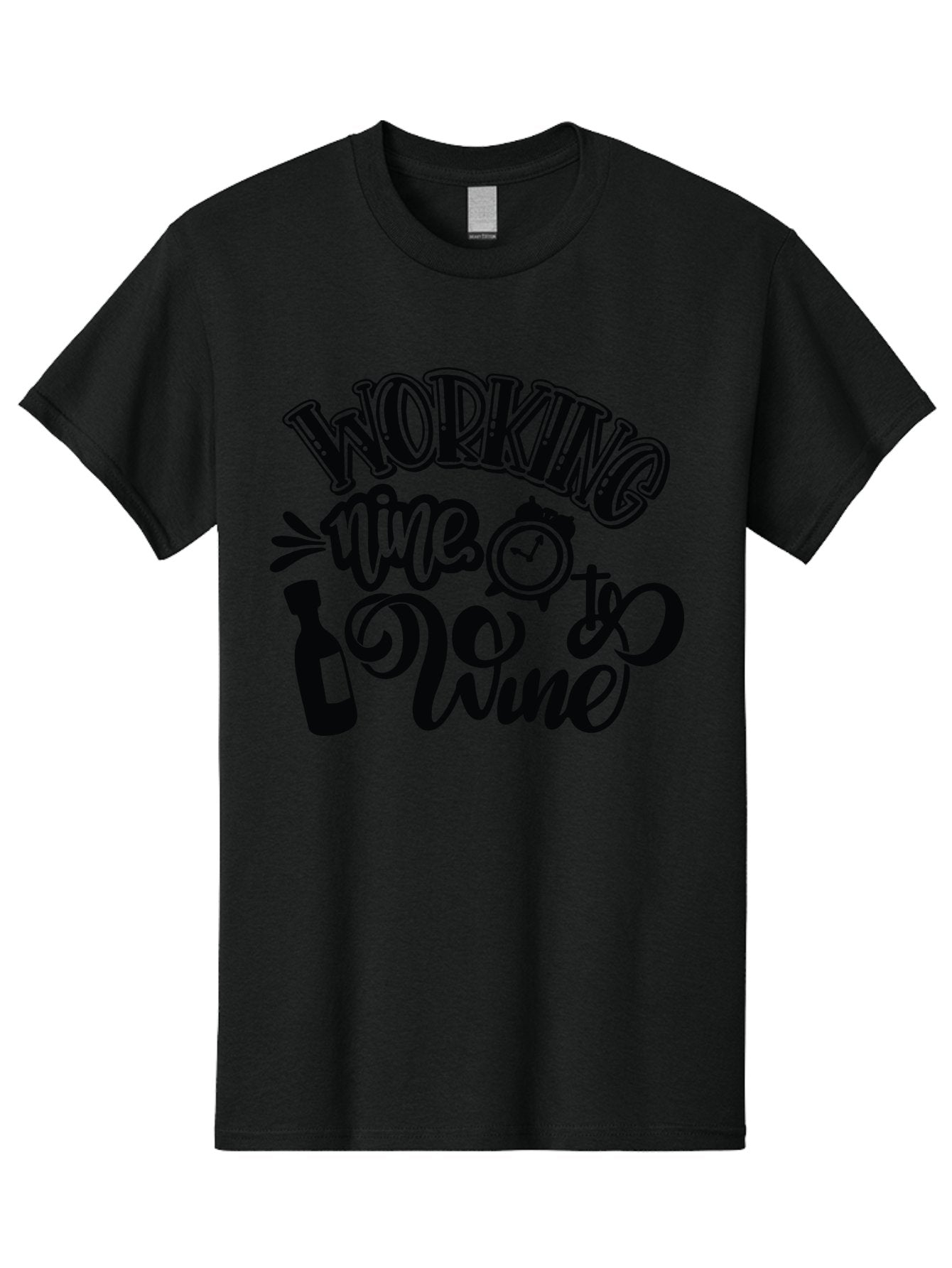 Working-Nine-To-Wine Men'S Graphic Tee, 100% Cotton, Comfortable Casual Summer Wear, Machine Washable, Wine Bottle, Clock, Pun On Working Nine To Five, Humorous Quote, Funny Design, Wine Lover, Office Humor, Wine Culture Aad989