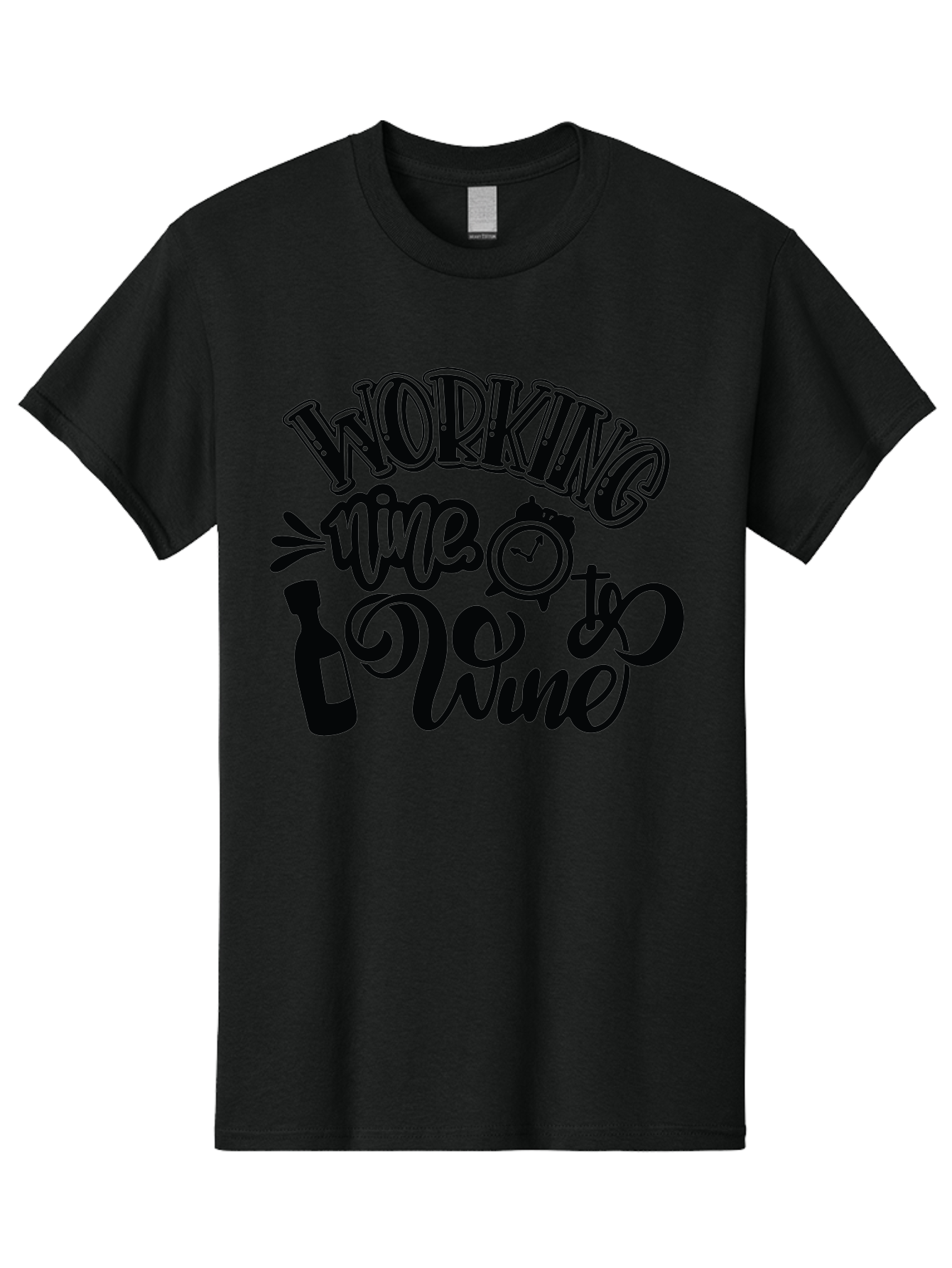 Working-Nine-To-Wine Men'S Graphic Tee, 100% Cotton, Comfortable Casual Summer Wear, Machine Washable, Wine Bottle, Clock, Pun On Working Nine To Five, Humorous Quote, Funny Design, Wine Lover, Office Humor, Wine Culture Aad989 19