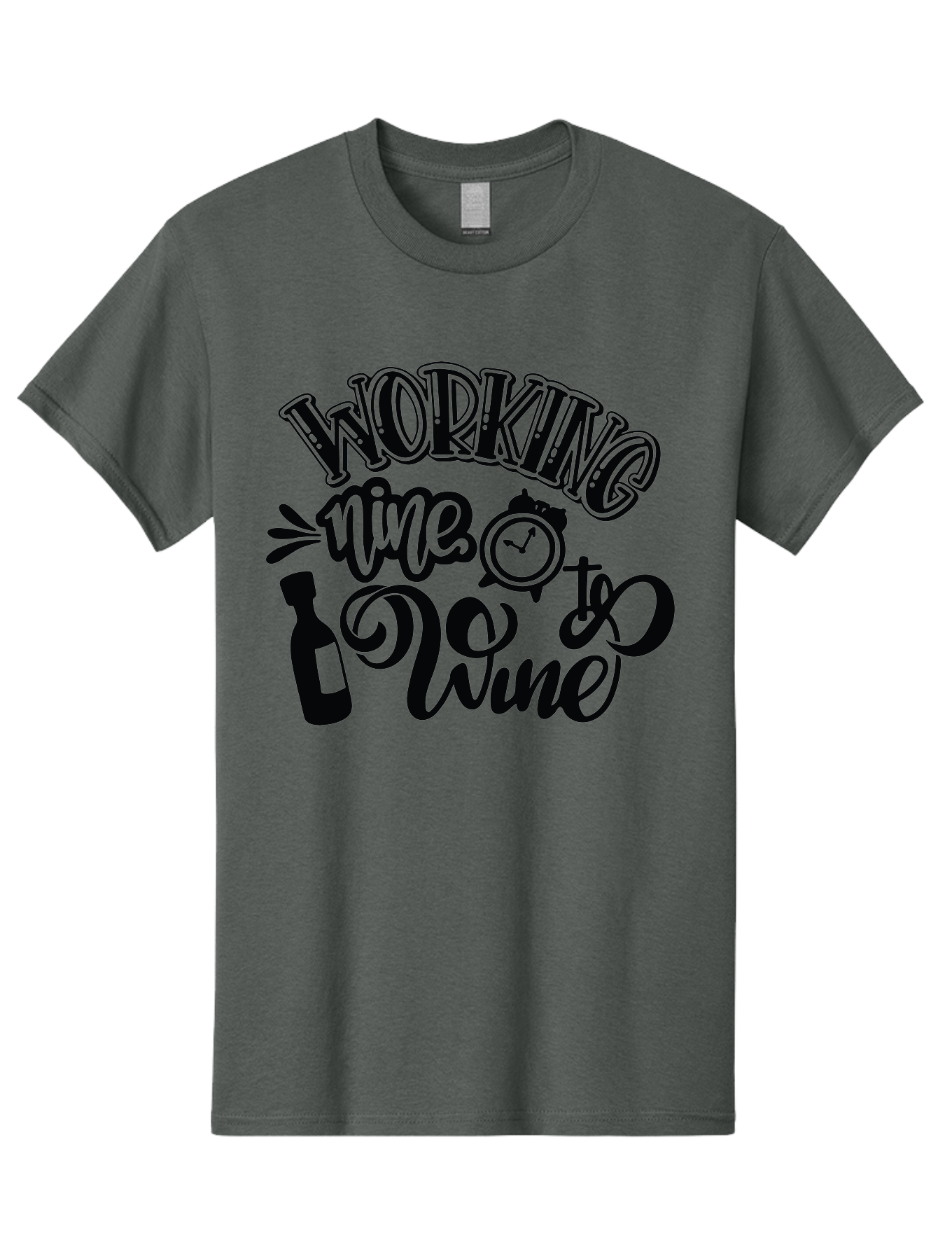 Working-Nine-To-Wine Men'S Graphic Tee, 100% Cotton, Comfortable Casual Summer Wear, Machine Washable, Wine Bottle, Clock, Pun On Working Nine To Five, Humorous Quote, Funny Design, Wine Lover, Office Humor, Wine Culture Aad989 7