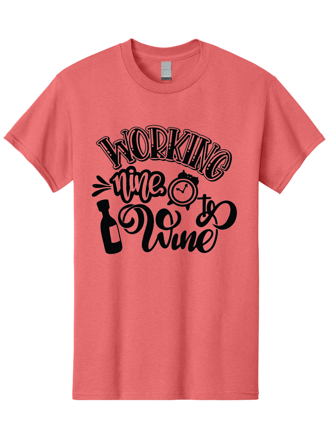 Working-Nine-To-Wine Men'S Graphic Tee, 100% Cotton, Comfortable Casual Summer Wear, Machine Washable, Wine Bottle, Clock, Pun On Working Nine To Five, Humorous Quote, Funny Design, Wine Lover, Office Humor, Wine Culture Aad989 17