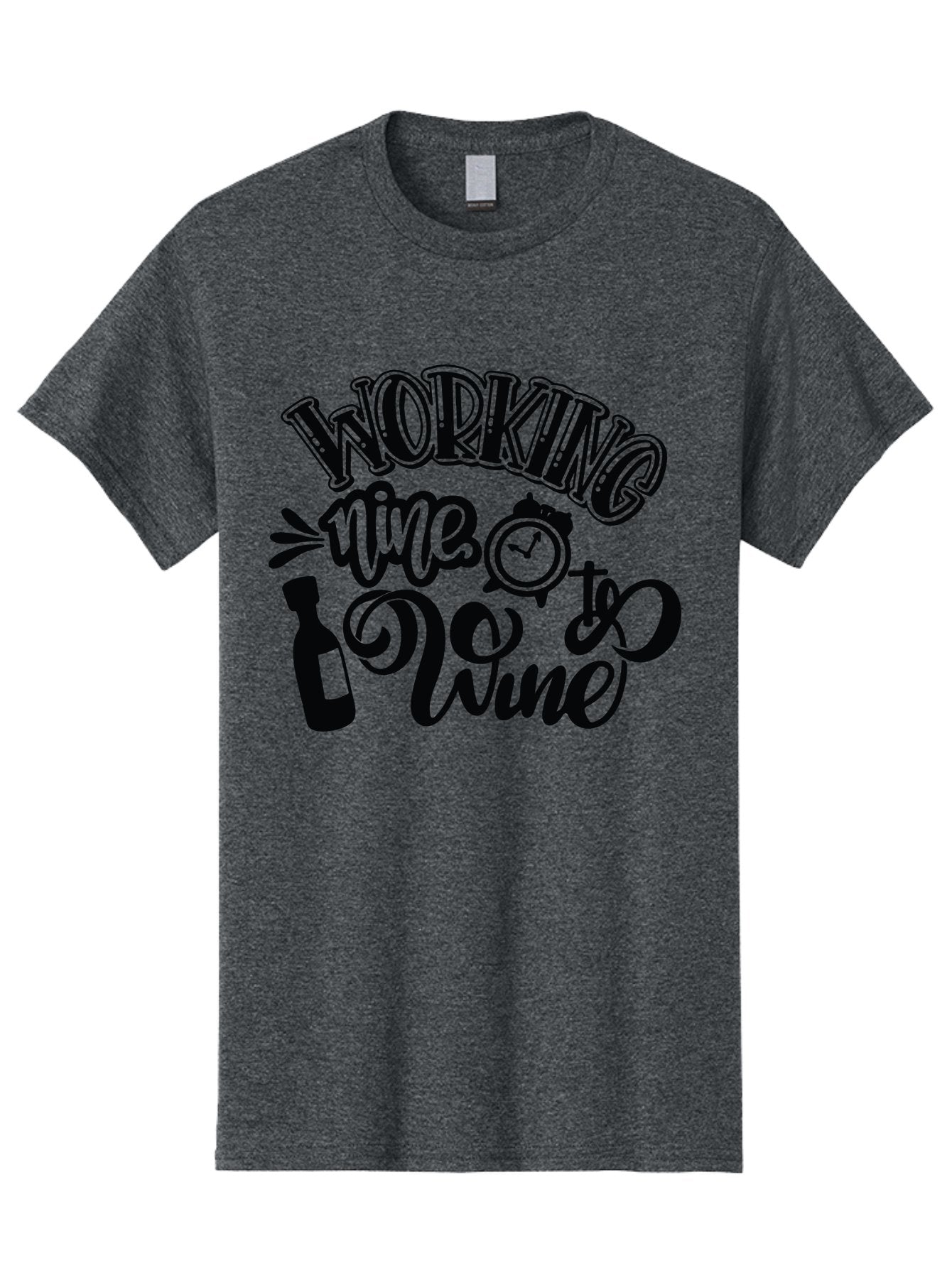 Working-Nine-To-Wine Men'S Graphic Tee, 100% Cotton, Comfortable Casual Summer Wear, Machine Washable, Wine Bottle, Clock, Pun On Working Nine To Five, Humorous Quote, Funny Design, Wine Lover, Office Humor, Wine Culture Aad989 6