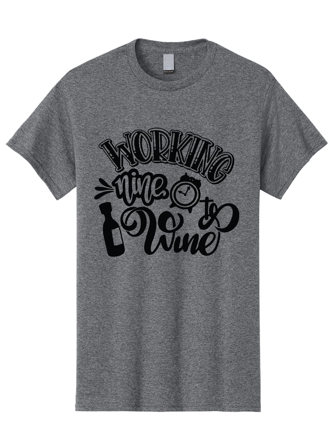 Working-Nine-To-Wine Men'S Graphic Tee, 100% Cotton, Comfortable Casual Summer Wear, Machine Washable, Wine Bottle, Clock, Pun On Working Nine To Five, Humorous Quote, Funny Design, Wine Lover, Office Humor, Wine Culture Aad989 8