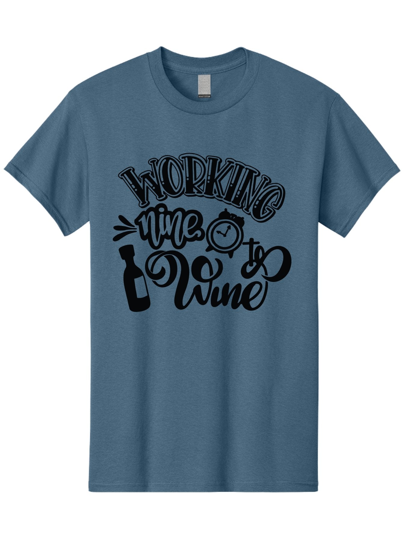 Working-Nine-To-Wine Men'S Graphic Tee, 100% Cotton, Comfortable Casual Summer Wear, Machine Washable, Wine Bottle, Clock, Pun On Working Nine To Five, Humorous Quote, Funny Design, Wine Lover, Office Humor, Wine Culture Aad989 10