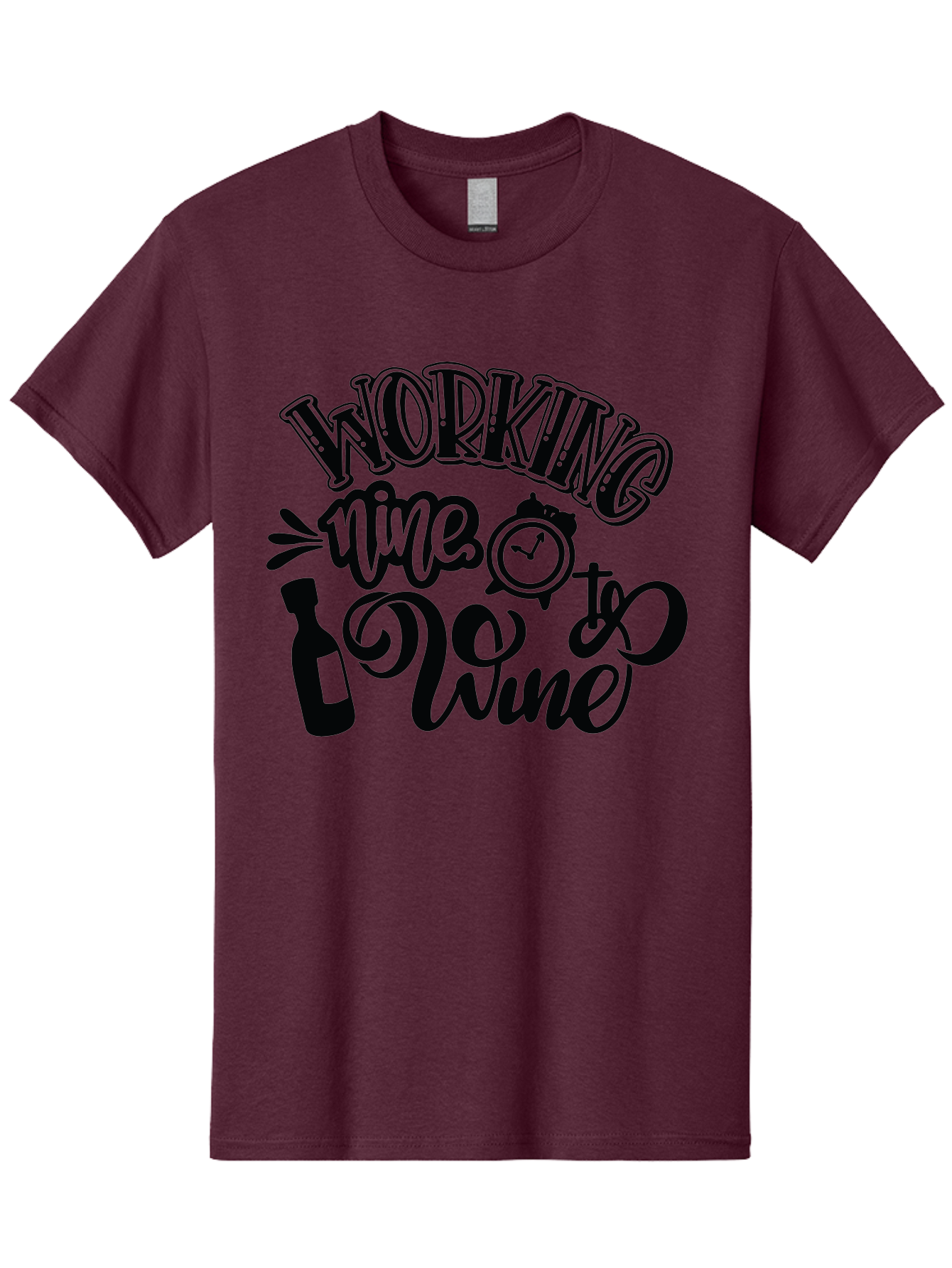 Working-Nine-To-Wine Men'S Graphic Tee, 100% Cotton, Comfortable Casual Summer Wear, Machine Washable, Wine Bottle, Clock, Pun On Working Nine To Five, Humorous Quote, Funny Design, Wine Lover, Office Humor, Wine Culture Aad989 25
