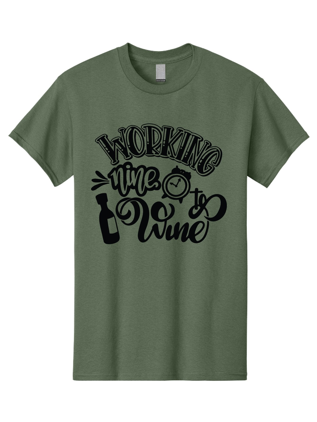 Working-Nine-To-Wine Men'S Graphic Tee, 100% Cotton, Comfortable Casual Summer Wear, Machine Washable, Wine Bottle, Clock, Pun On Working Nine To Five, Humorous Quote, Funny Design, Wine Lover, Office Humor, Wine Culture Aad989 12