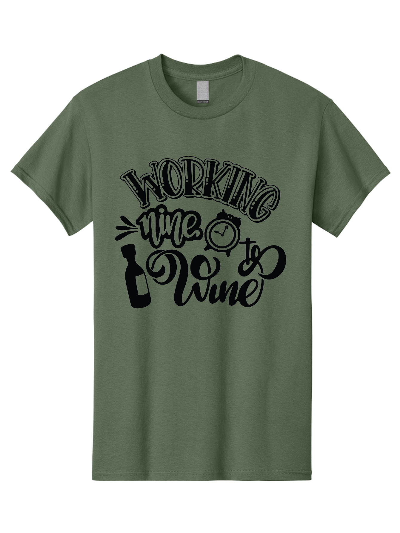 Working-Nine-To-Wine Men'S Graphic Tee, 100% Cotton, Comfortable Casual Summer Wear, Machine Washable, Wine Bottle, Clock, Pun On Working Nine To Five, Humorous Quote, Funny Design, Wine Lover, Office Humor, Wine Culture Aad989 5