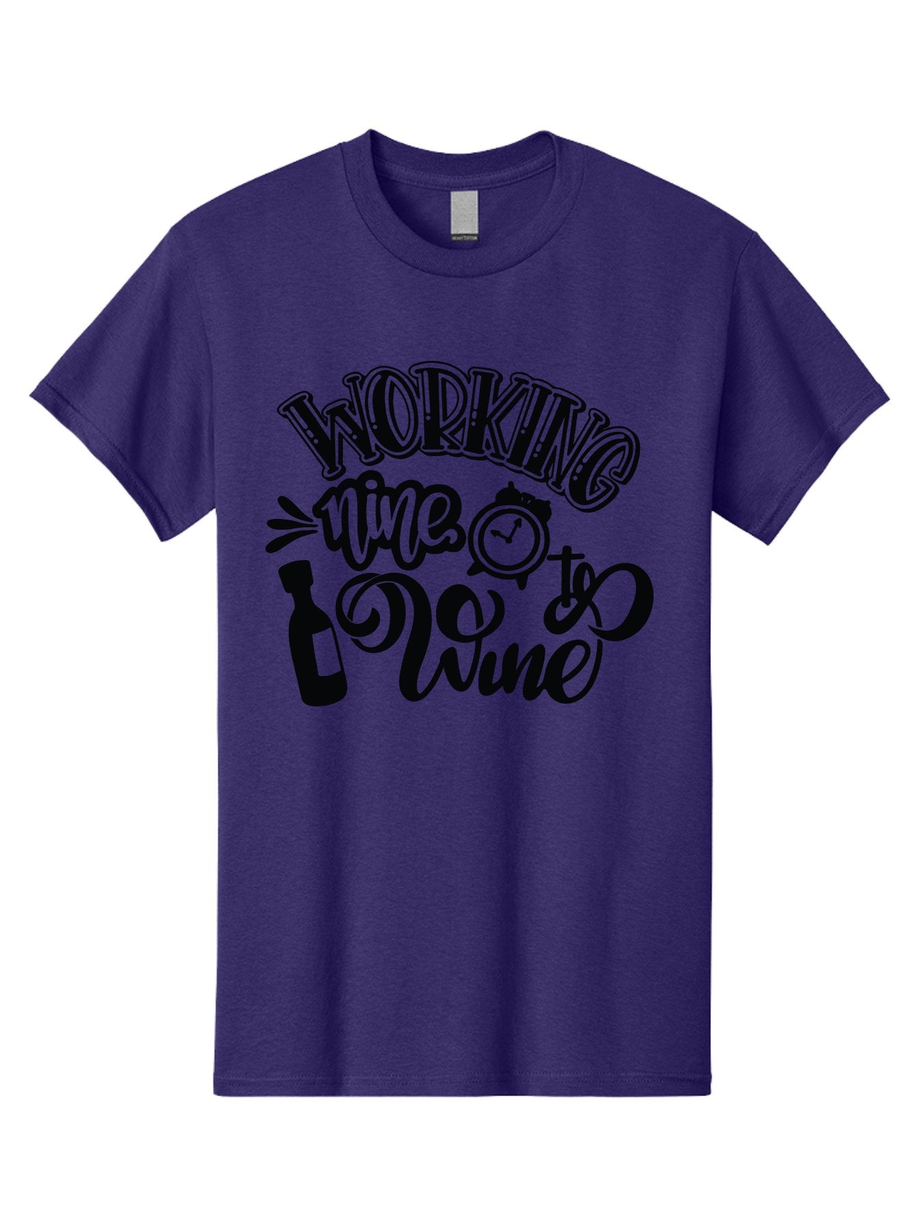 Working-Nine-To-Wine Men'S Graphic Tee, 100% Cotton, Comfortable Casual Summer Wear, Machine Washable, Wine Bottle, Clock, Pun On Working Nine To Five, Humorous Quote, Funny Design, Wine Lover, Office Humor, Wine Culture Aad989 14