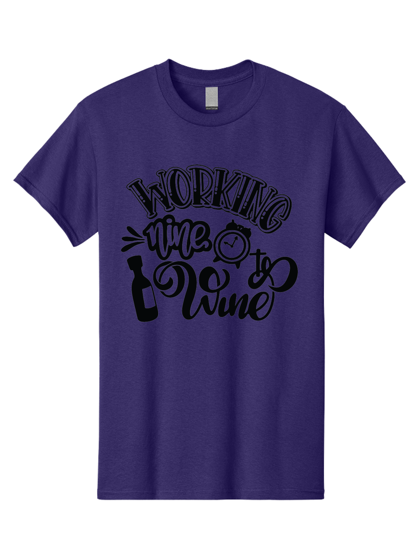 Working-Nine-To-Wine Men'S Graphic Tee, 100% Cotton, Comfortable Casual Summer Wear, Machine Washable, Wine Bottle, Clock, Pun On Working Nine To Five, Humorous Quote, Funny Design, Wine Lover, Office Humor, Wine Culture Aad989 3