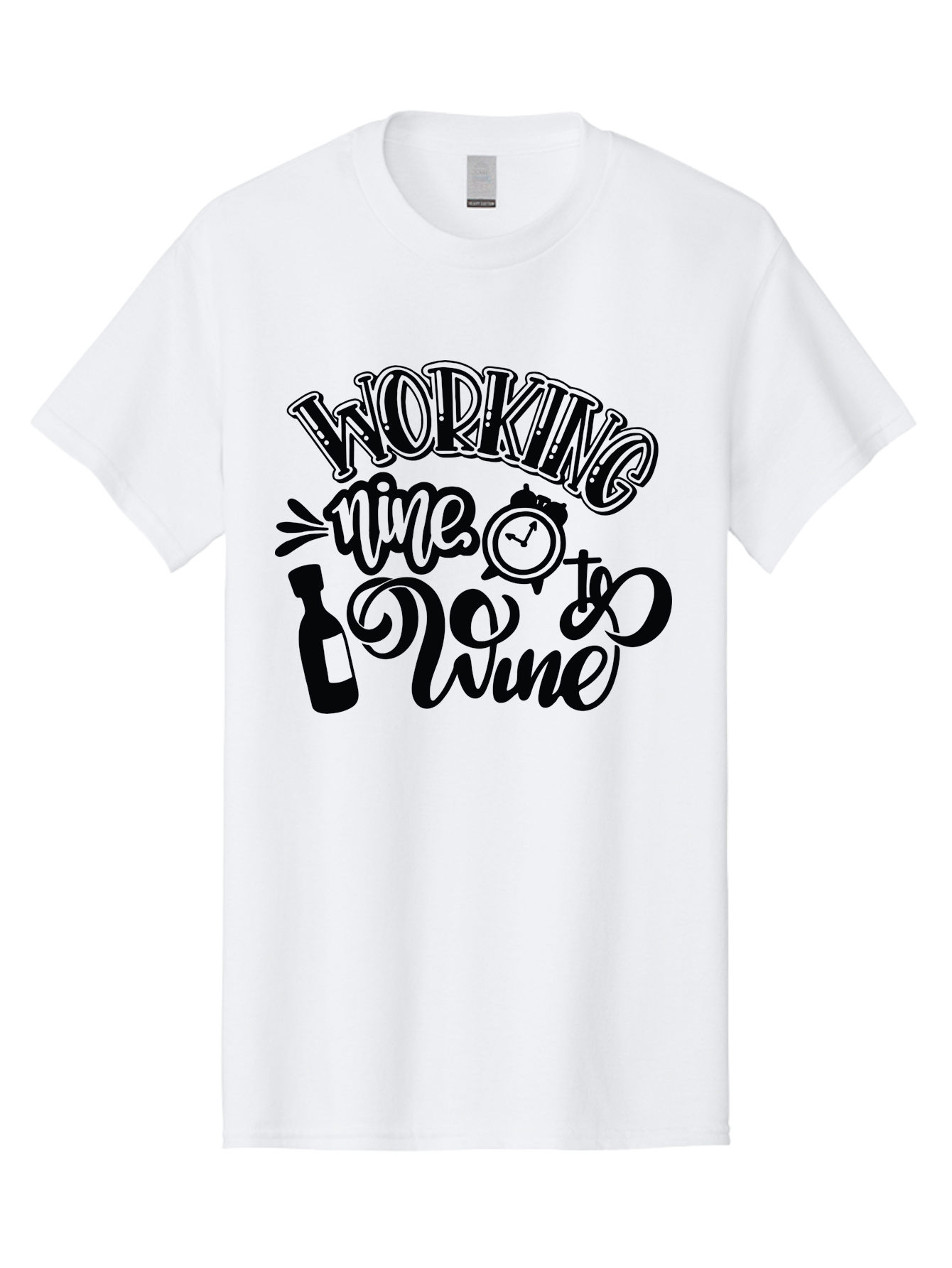 Working-Nine-To-Wine Men'S Graphic Tee, 100% Cotton, Comfortable Casual Summer Wear, Machine Washable, Wine Bottle, Clock, Pun On Working Nine To Five, Humorous Quote, Funny Design, Wine Lover, Office Humor, Wine Culture Aad989 15