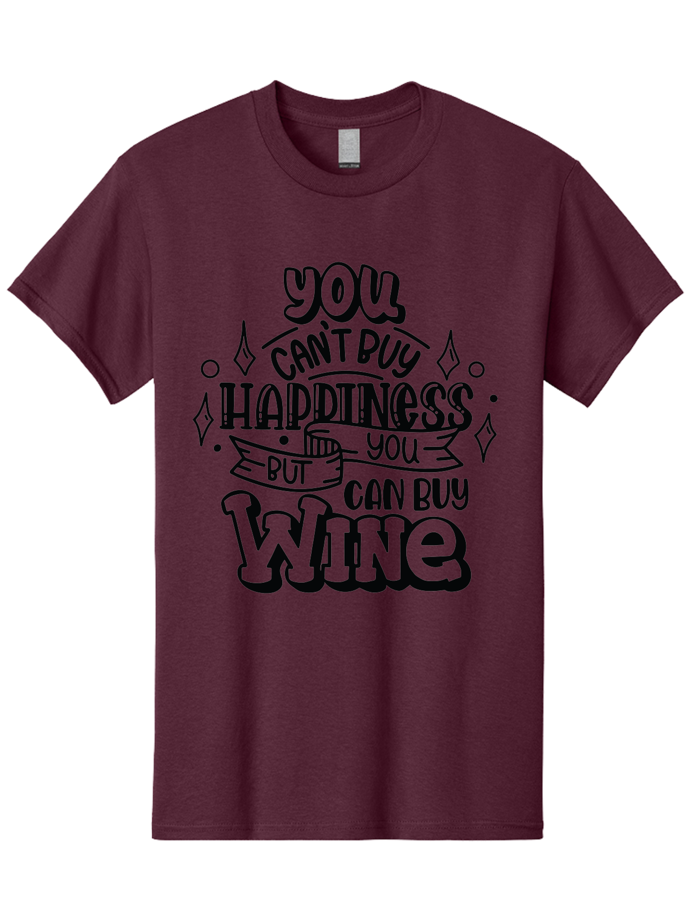 You-Can-T-Buy-Happiness-But-You-Can-Buy-Wine Men'S Graphic Tee, 100% Cotton, Comfortable Casual Summer Wear, Machine Washable, Funny Quote, Wine Lovers, Happiness And Wine, Inspirational Saying, Motivational Phrase, Wine Quote, Humor And Wine, Aad990