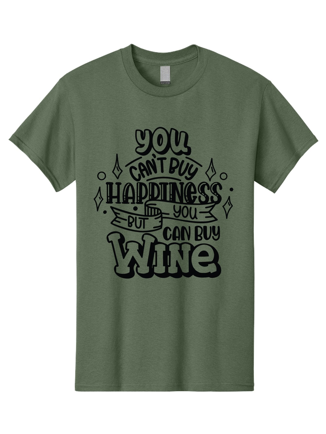 You-Can-T-Buy-Happiness-But-You-Can-Buy-Wine Men'S Graphic Tee, 100% Cotton, Comfortable Casual Summer Wear, Machine Washable, Funny Quote, Wine Lovers, Happiness And Wine, Inspirational Saying, Motivational Phrase, Wine Quote, Humor And Wine, Aad990 3