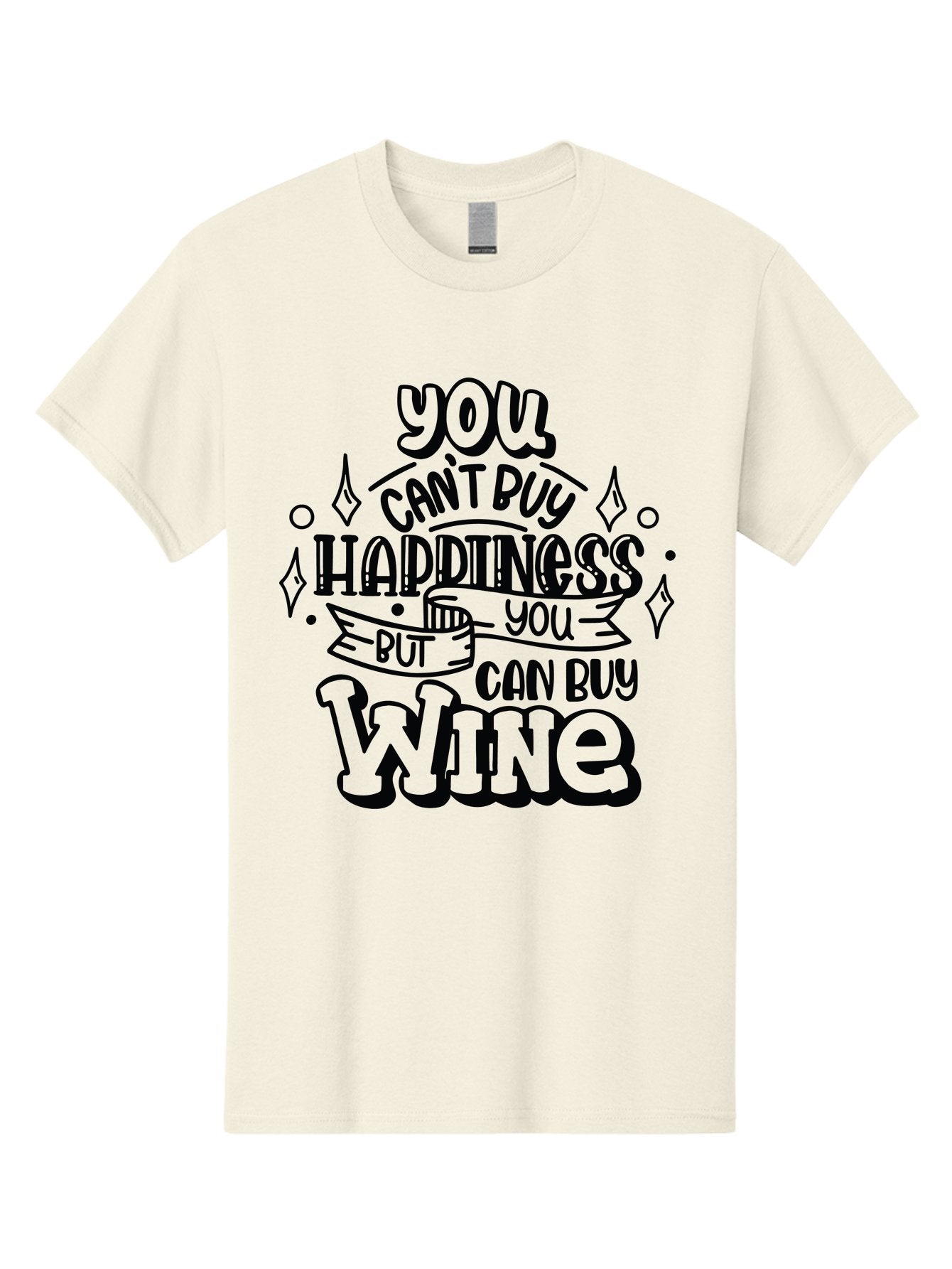 You-Can-T-Buy-Happiness-But-You-Can-Buy-Wine Men'S Graphic Tee, 100% Cotton, Comfortable Casual Summer Wear, Machine Washable, Funny Quote, Wine Lovers, Happiness And Wine, Inspirational Saying, Motivational Phrase, Wine Quote, Humor And Wine, Aad990