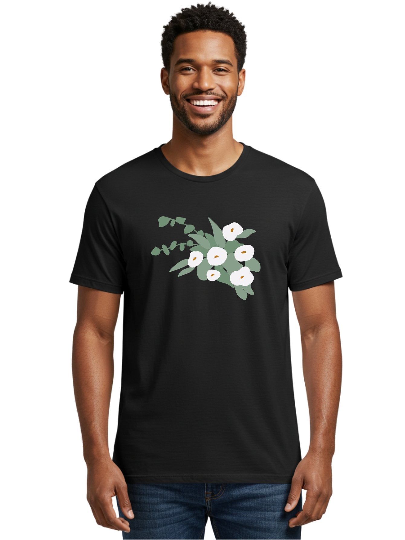 After-Glow Men'S Graphic Tee, 100% Cotton, Comfortable Casual Summer Wear, Machine Washable, Lotus Flowers, White Blooms, Gray Leaves, Spiritual Symbols, Serene Atmosphere, Peaceful Ambiance, Afterlife, Lotus Flower, Gray Graphics Aad992 18