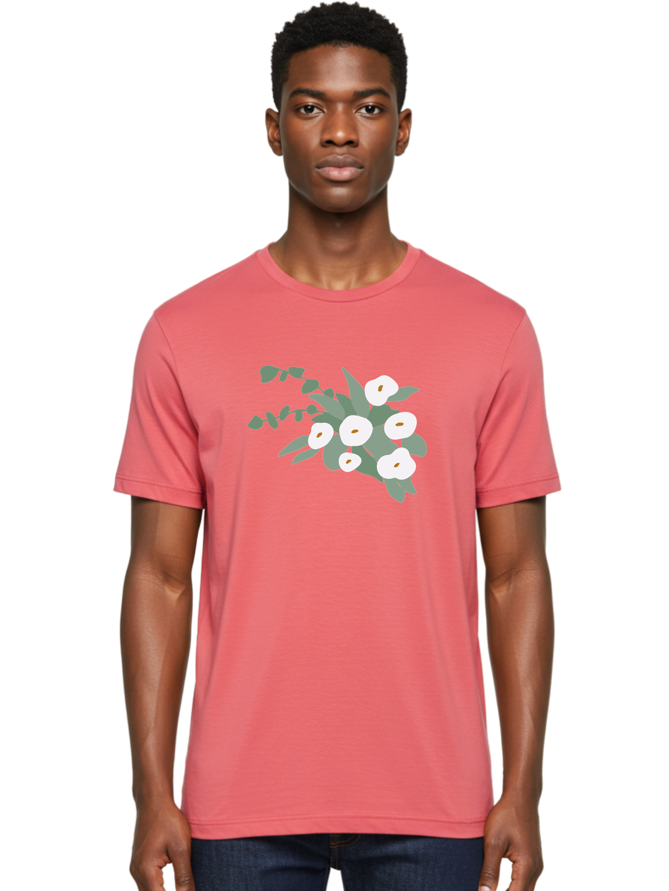 After-Glow Men'S Graphic Tee, 100% Cotton, Comfortable Casual Summer Wear, Machine Washable, Lotus Flowers, White Blooms, Gray Leaves, Spiritual Symbols, Serene Atmosphere, Peaceful Ambiance, Afterlife, Lotus Flower, Gray Graphics Aad992