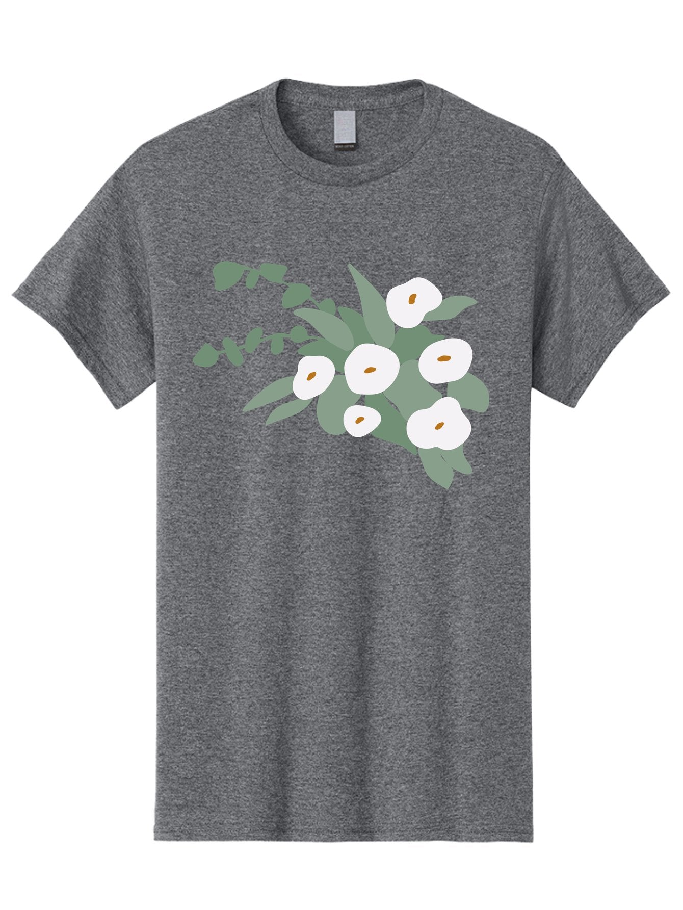 After-Glow Men'S Graphic Tee, 100% Cotton, Comfortable Casual Summer Wear, Machine Washable, Lotus Flowers, White Blooms, Gray Leaves, Spiritual Symbols, Serene Atmosphere, Peaceful Ambiance, Afterlife, Lotus Flower, Gray Graphics Aad992 3