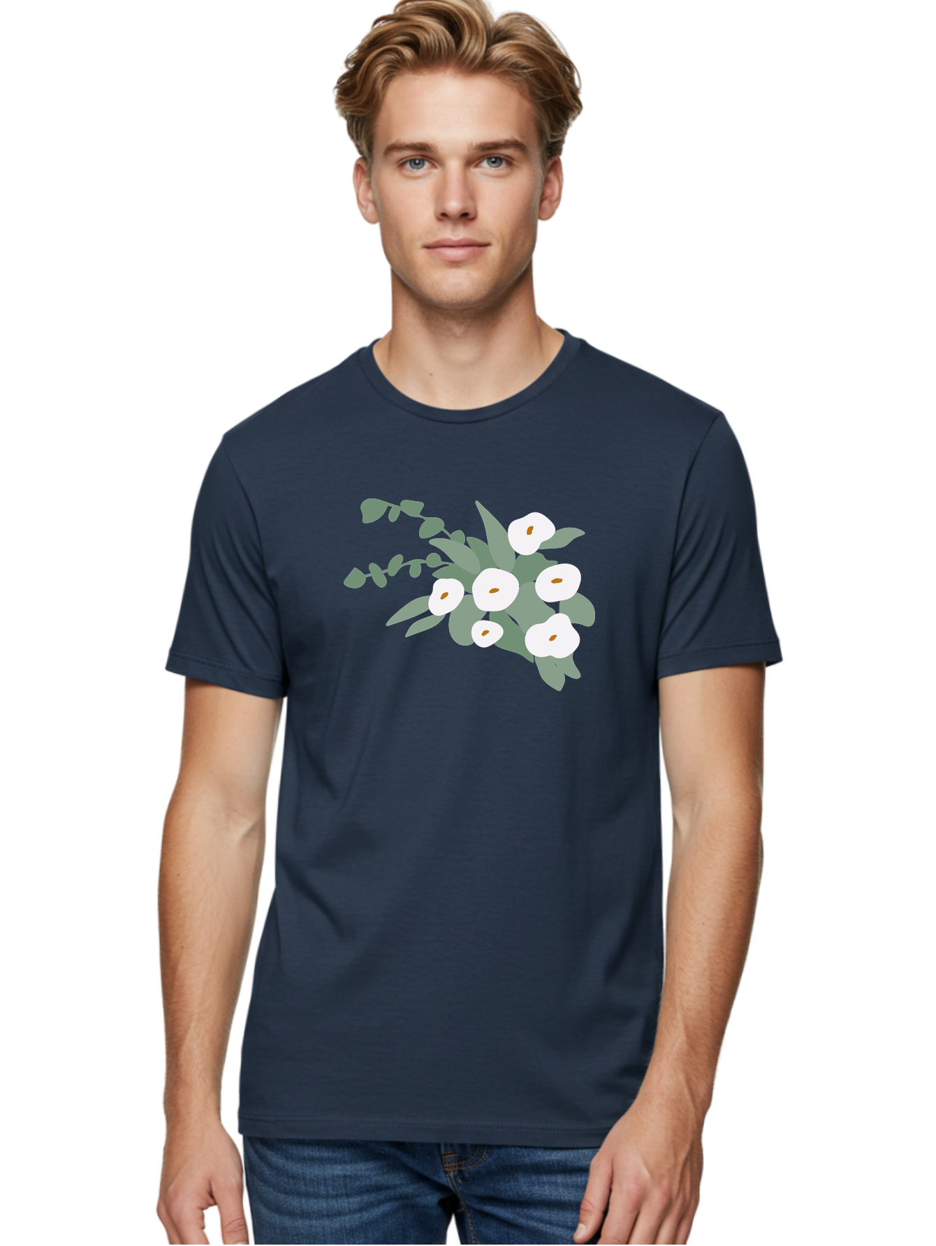 After-Glow Men'S Graphic Tee, 100% Cotton, Comfortable Casual Summer Wear, Machine Washable, Lotus Flowers, White Blooms, Gray Leaves, Spiritual Symbols, Serene Atmosphere, Peaceful Ambiance, Afterlife, Lotus Flower, Gray Graphics Aad992 16