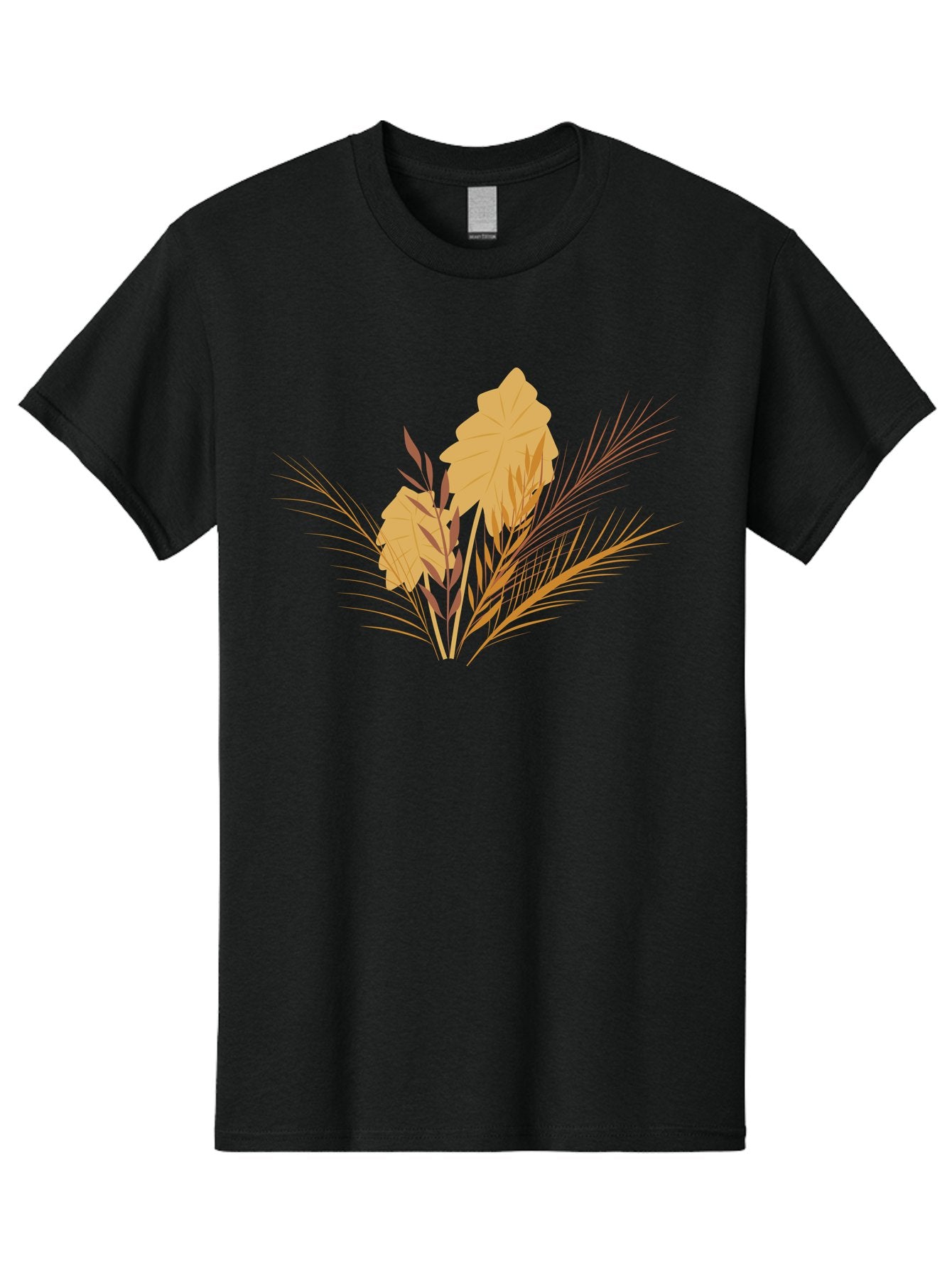 Autumn-Leaves Men'S Graphic Tee, 100% Cotton, Comfortable Casual Summer Wear, Machine Washable, Autumn Leaves, Fall Foliage, Nature Illustration, Stylized Plants, Graphic Design Elements, Digital Art, Orange Leaves, Red Stalks, Aad994 15