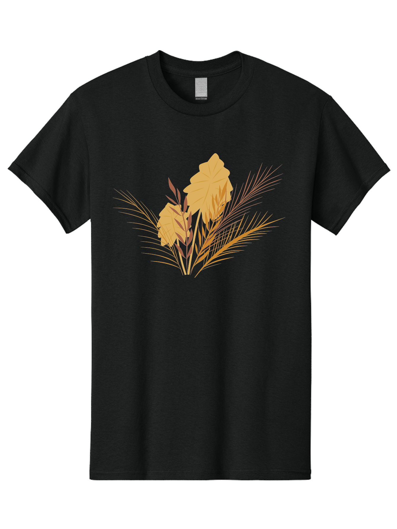 Autumn-Leaves Men'S Graphic Tee, 100% Cotton, Comfortable Casual Summer Wear, Machine Washable, Autumn Leaves, Fall Foliage, Nature Illustration, Stylized Plants, Graphic Design Elements, Digital Art, Orange Leaves, Red Stalks, Aad994