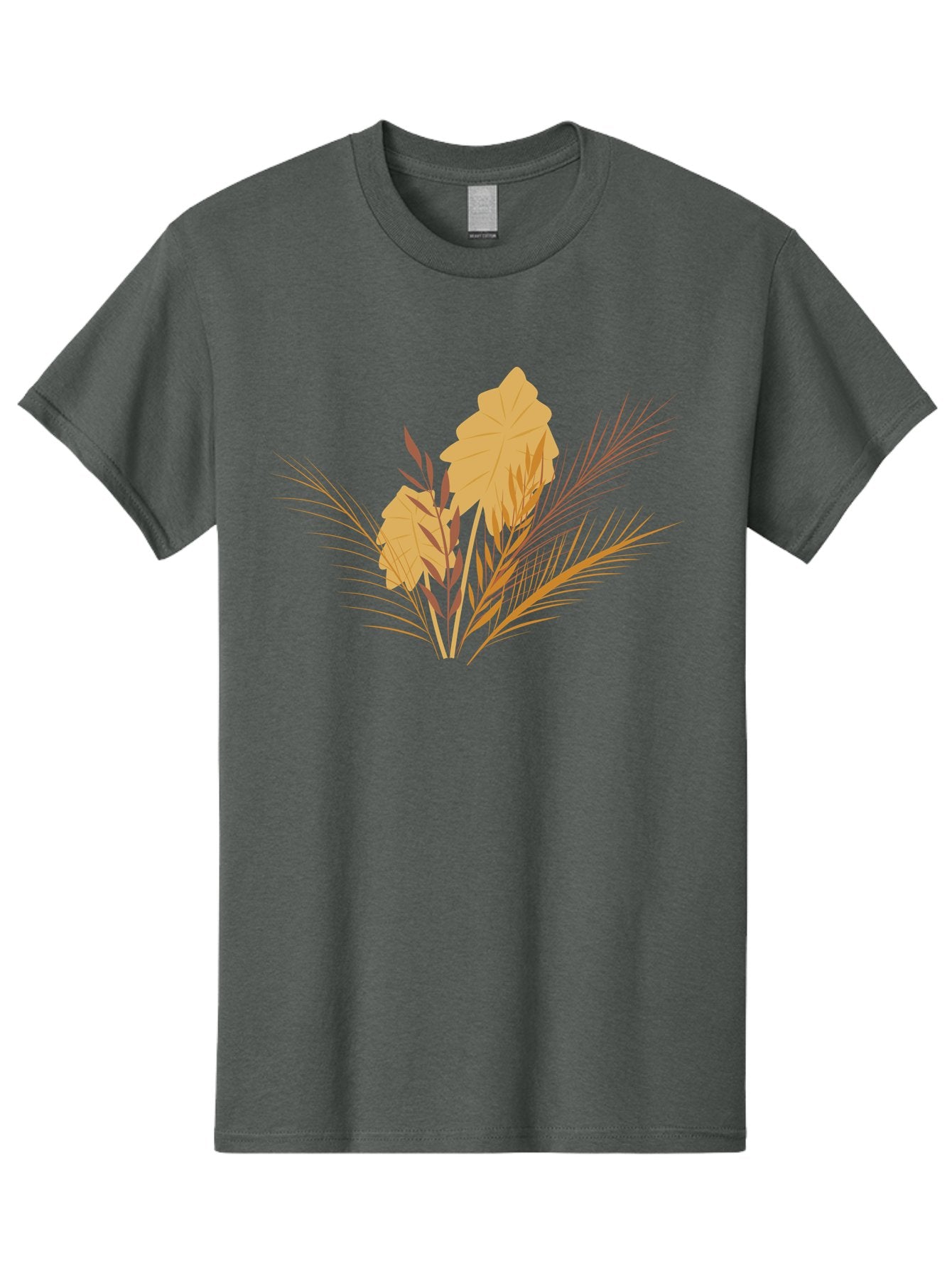 Autumn-Leaves Men'S Graphic Tee, 100% Cotton, Comfortable Casual Summer Wear, Machine Washable, Autumn Leaves, Fall Foliage, Nature Illustration, Stylized Plants, Graphic Design Elements, Digital Art, Orange Leaves, Red Stalks, Aad994 9