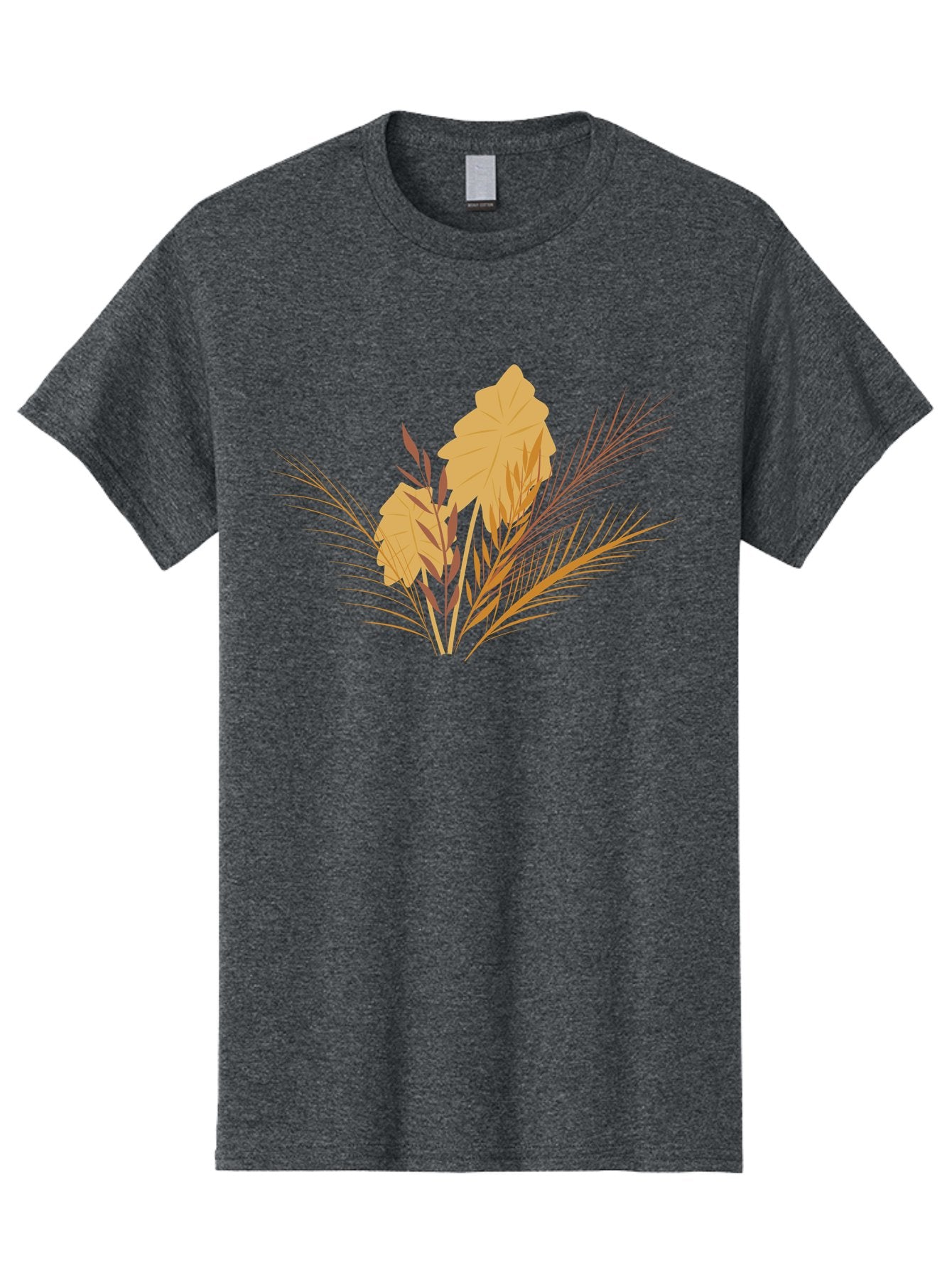 Autumn-Leaves Men'S Graphic Tee, 100% Cotton, Comfortable Casual Summer Wear, Machine Washable, Autumn Leaves, Fall Foliage, Nature Illustration, Stylized Plants, Graphic Design Elements, Digital Art, Orange Leaves, Red Stalks, Aad994 6