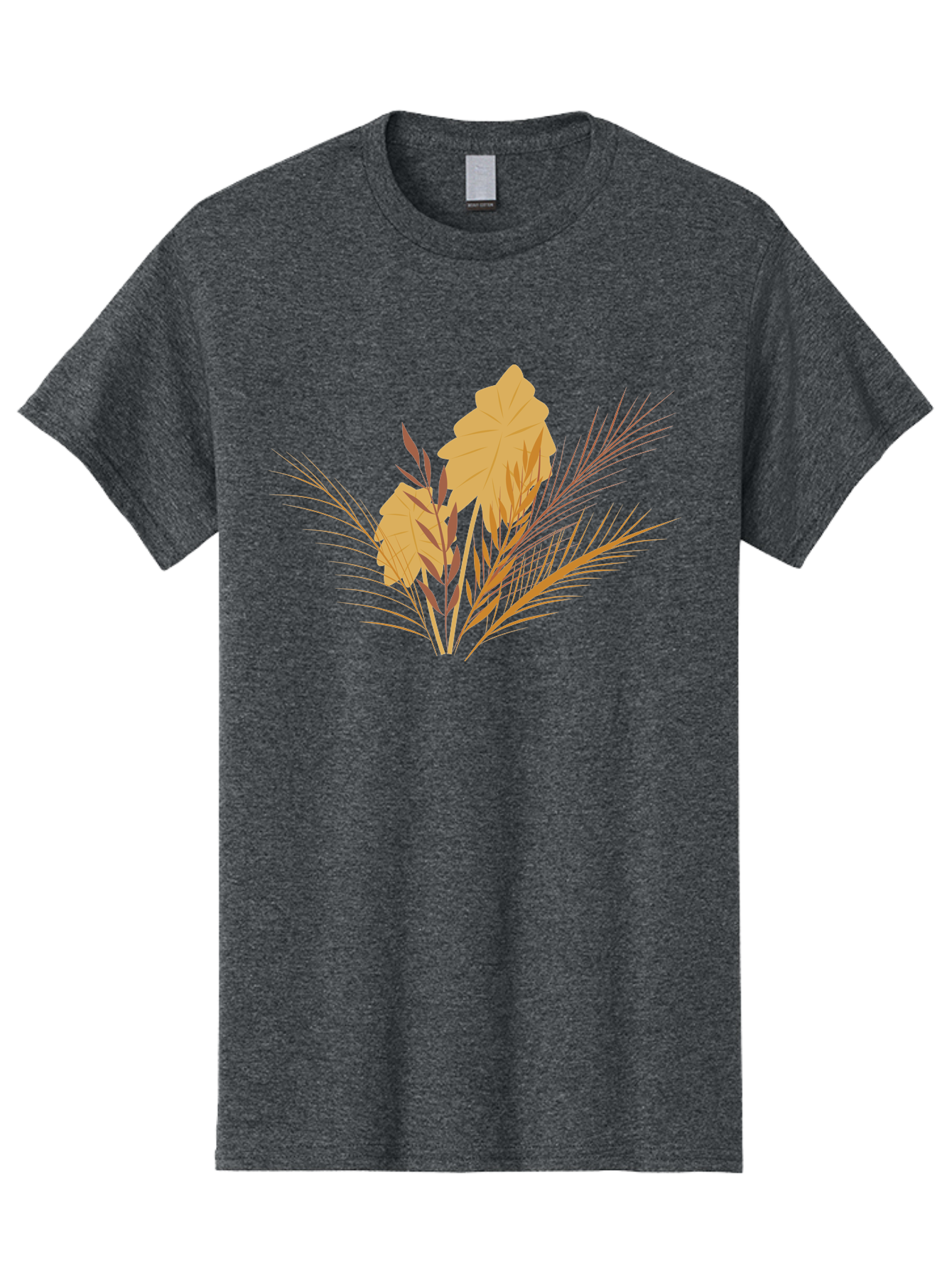 Autumn-Leaves Men'S Graphic Tee, 100% Cotton, Comfortable Casual Summer Wear, Machine Washable, Autumn Leaves, Fall Foliage, Nature Illustration, Stylized Plants, Graphic Design Elements, Digital Art, Orange Leaves, Red Stalks, Aad994 13