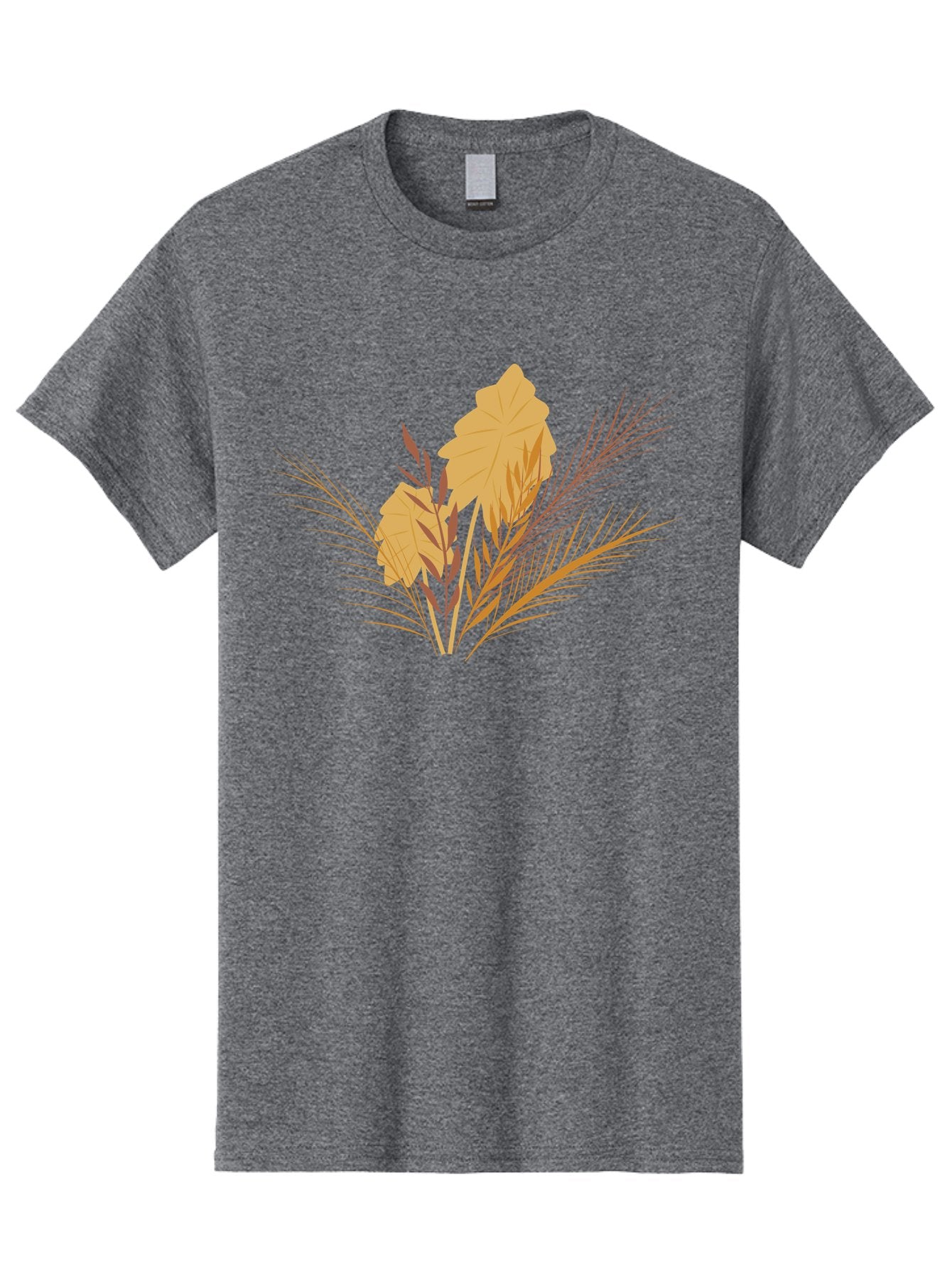 Autumn-Leaves Men'S Graphic Tee, 100% Cotton, Comfortable Casual Summer Wear, Machine Washable, Autumn Leaves, Fall Foliage, Nature Illustration, Stylized Plants, Graphic Design Elements, Digital Art, Orange Leaves, Red Stalks, Aad994 8