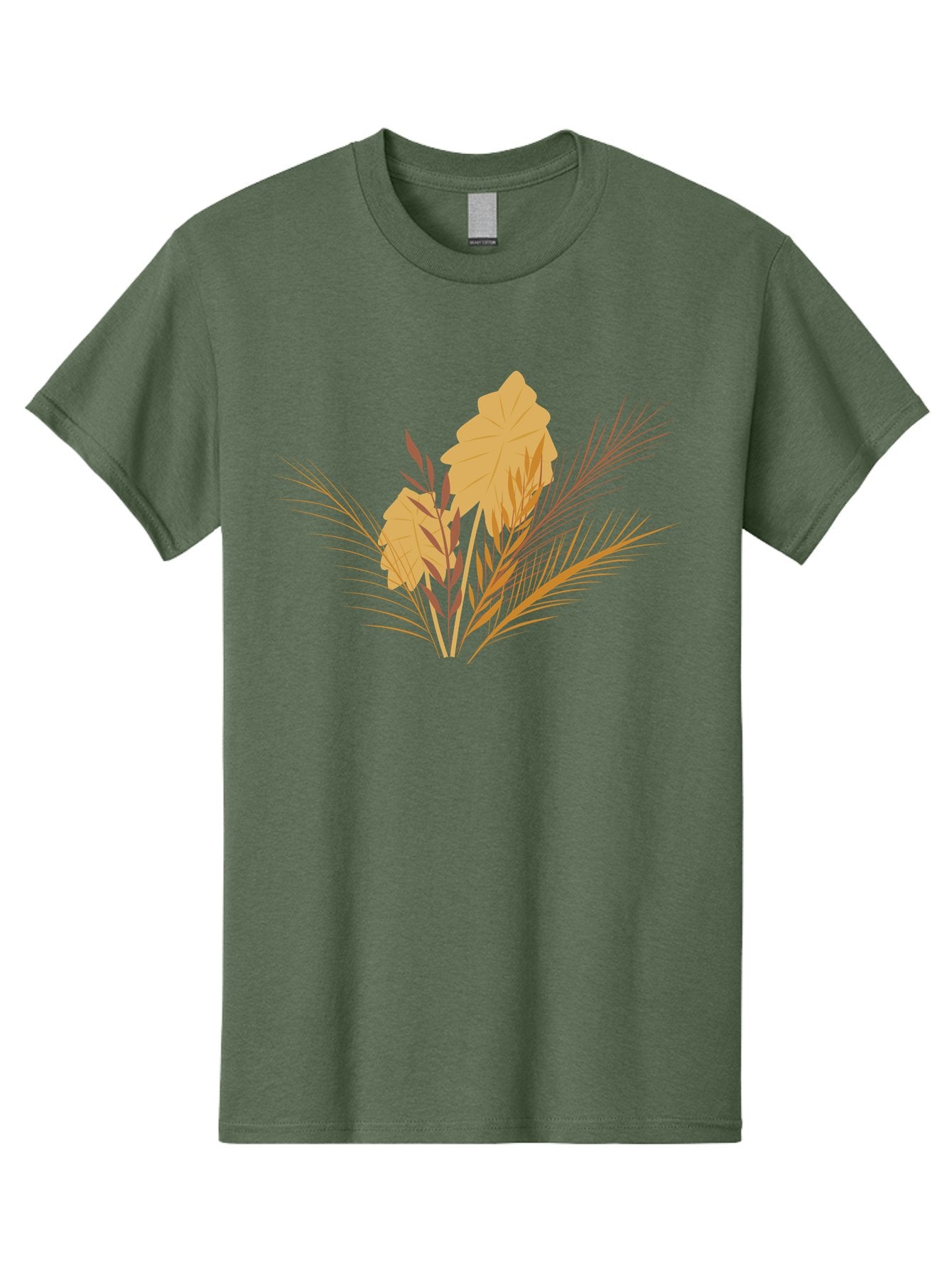 Autumn-Leaves Men'S Graphic Tee, 100% Cotton, Comfortable Casual Summer Wear, Machine Washable, Autumn Leaves, Fall Foliage, Nature Illustration, Stylized Plants, Graphic Design Elements, Digital Art, Orange Leaves, Red Stalks, Aad994 13